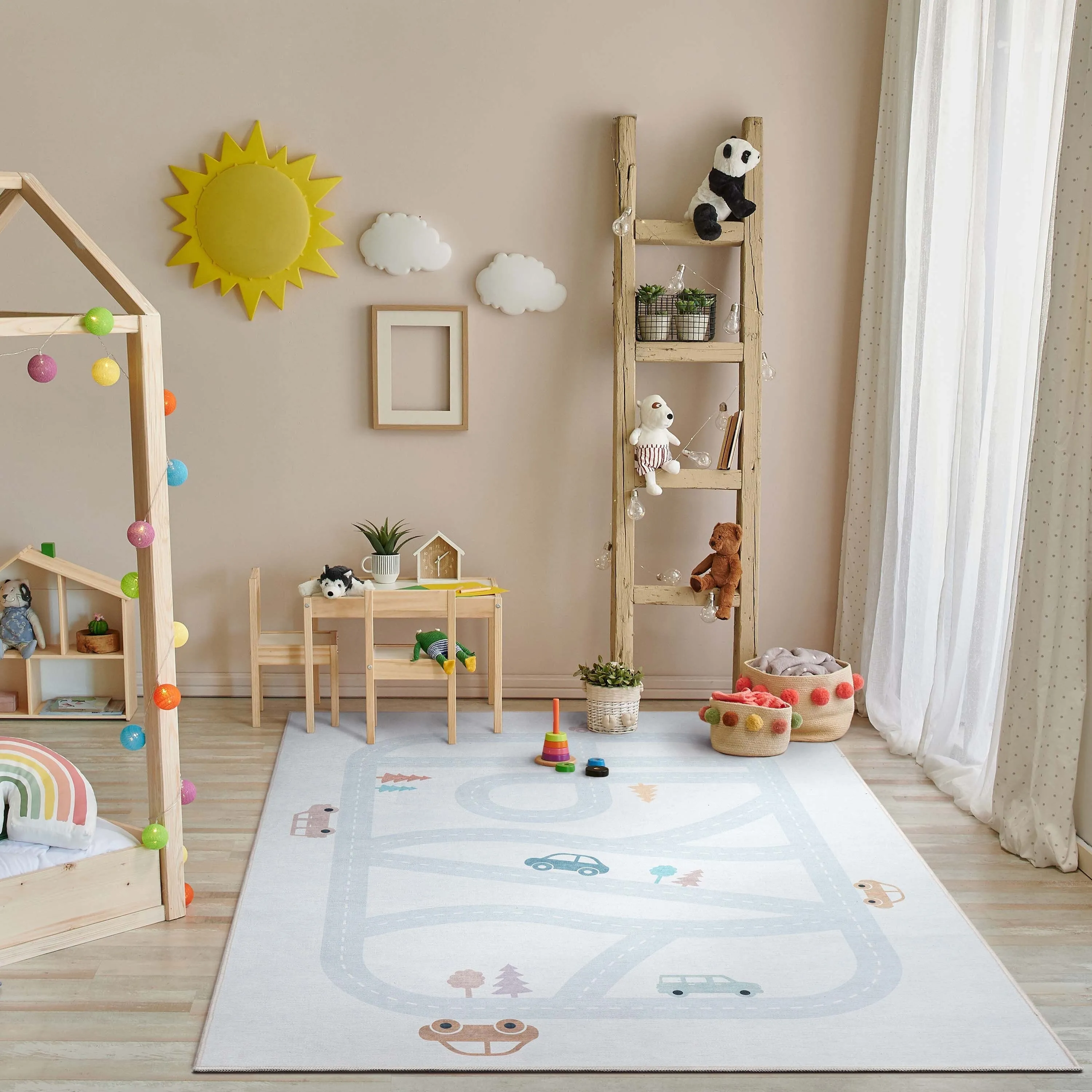 Well Woven Kids Rugs Playful Roads Modern Machine Washable Area Rug