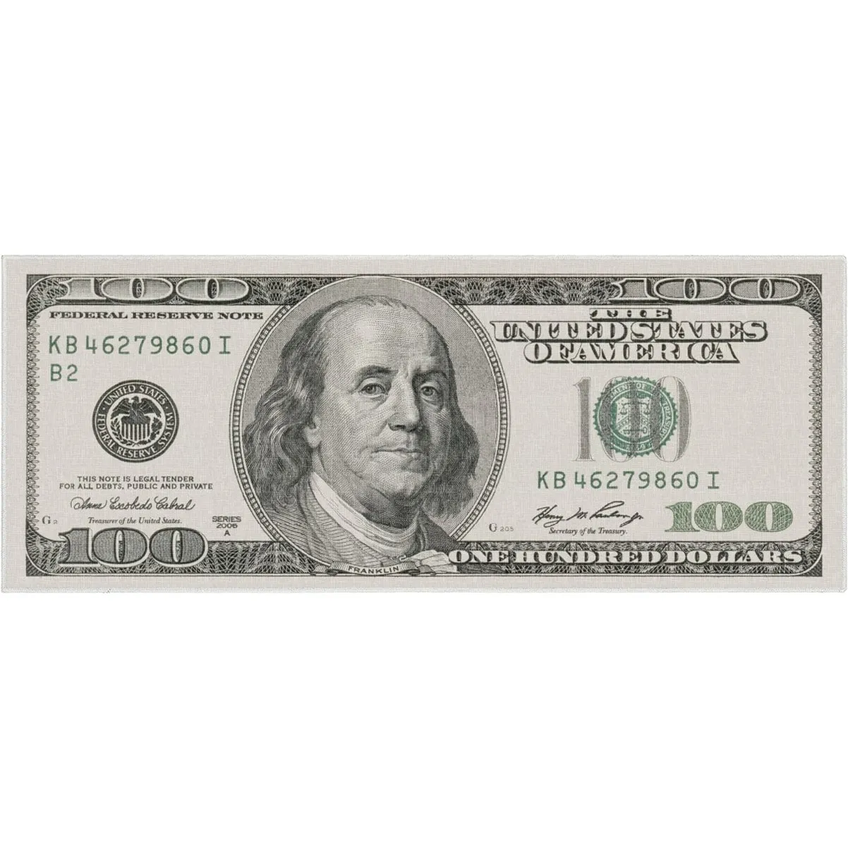 Well Woven Money Dollar Front 2006A Modern Machine Washable Area Rug