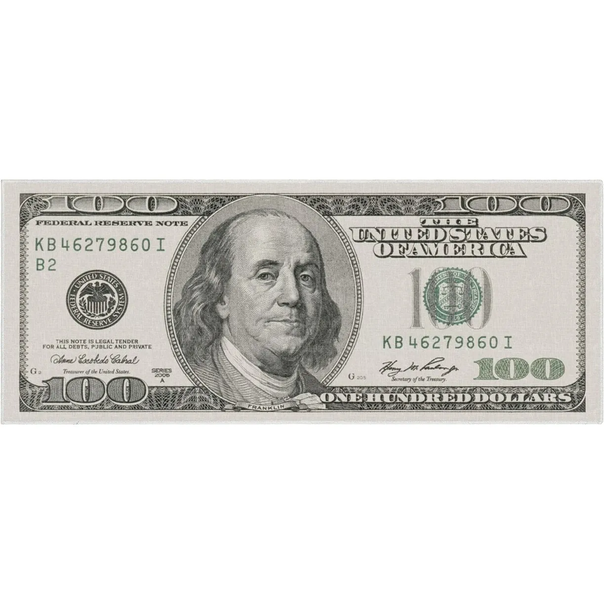Well Woven Money Dollar Front 2006A Modern Machine Washable Area Rug