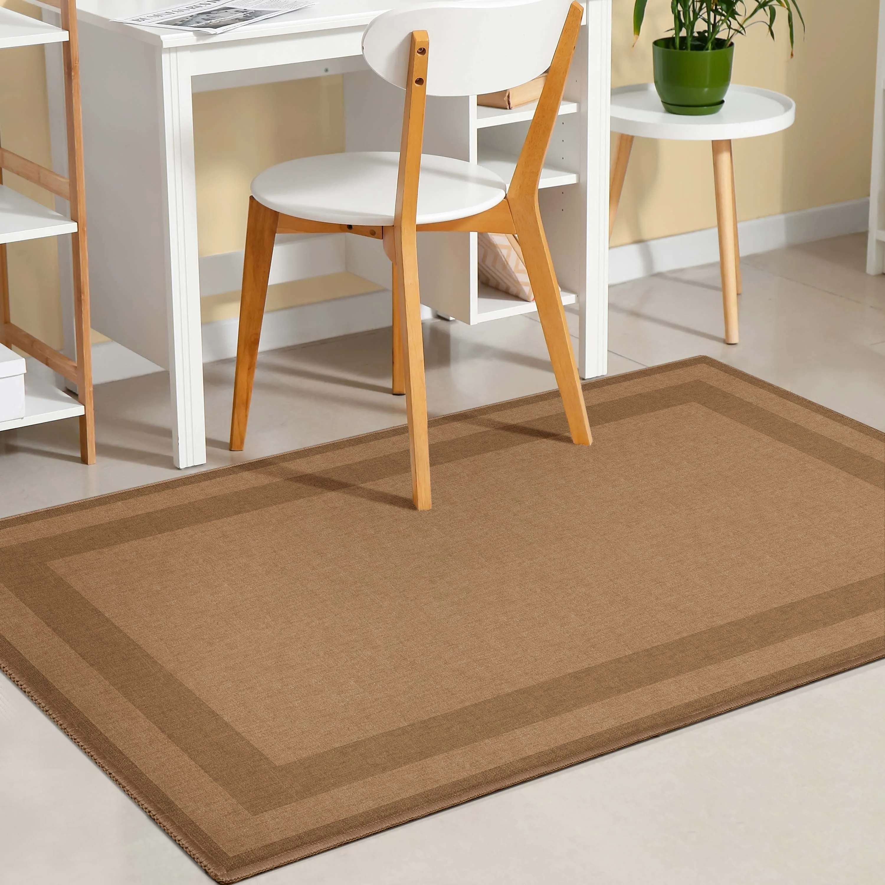 Well Woven Plain Border Flat-Weave Area Rug