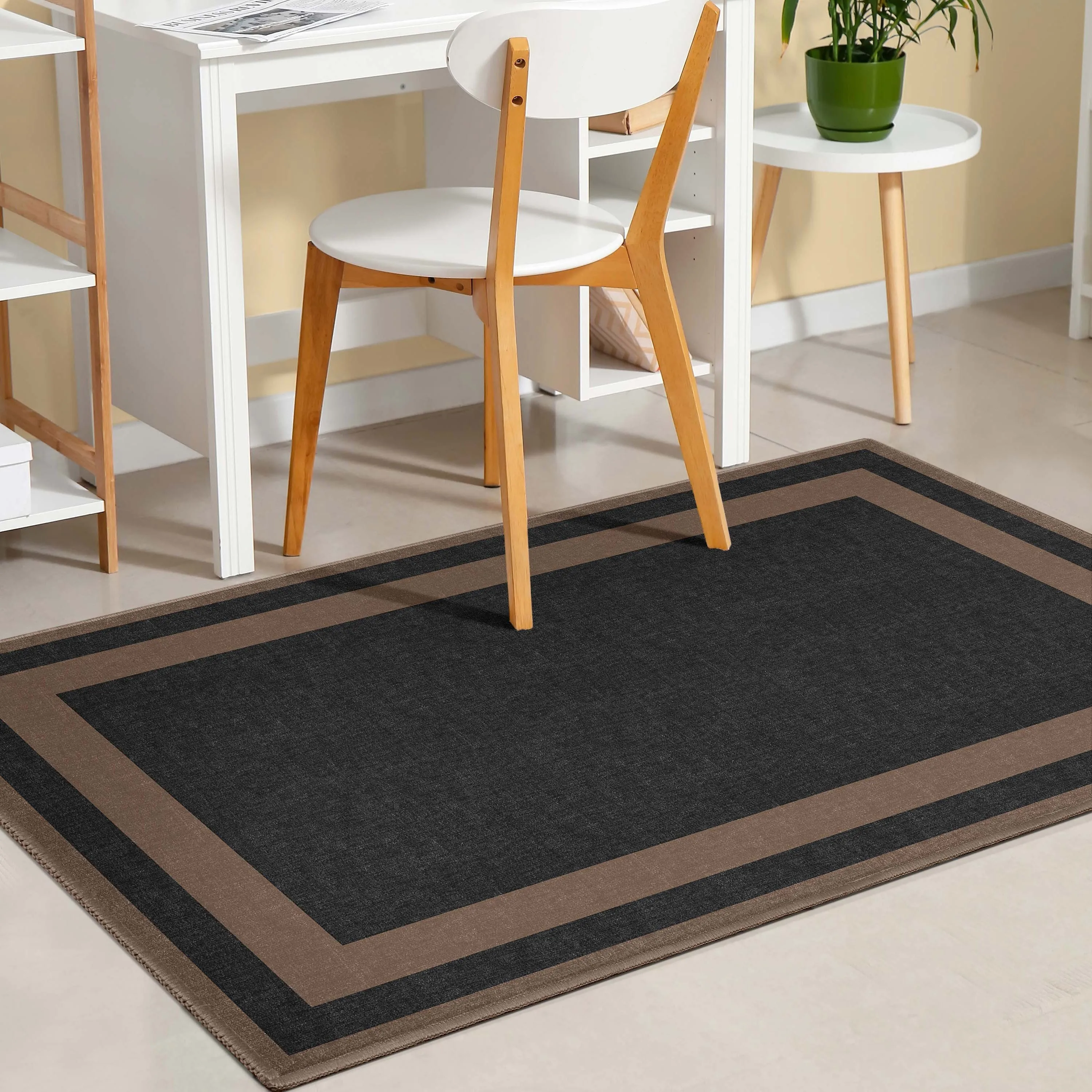Well Woven Plain Border Flat-Weave Area Rug