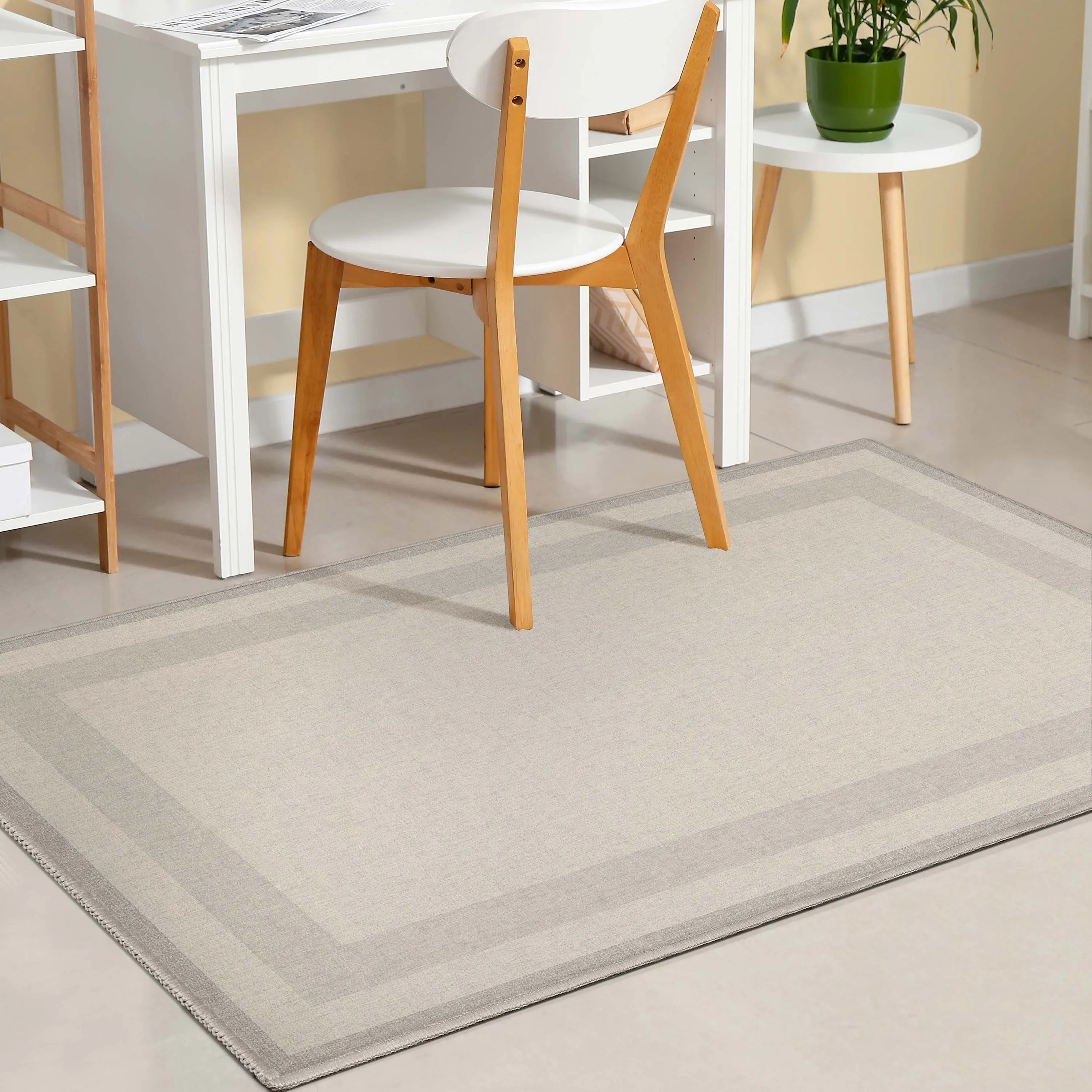 Well Woven Plain Border Flat-Weave Area Rug
