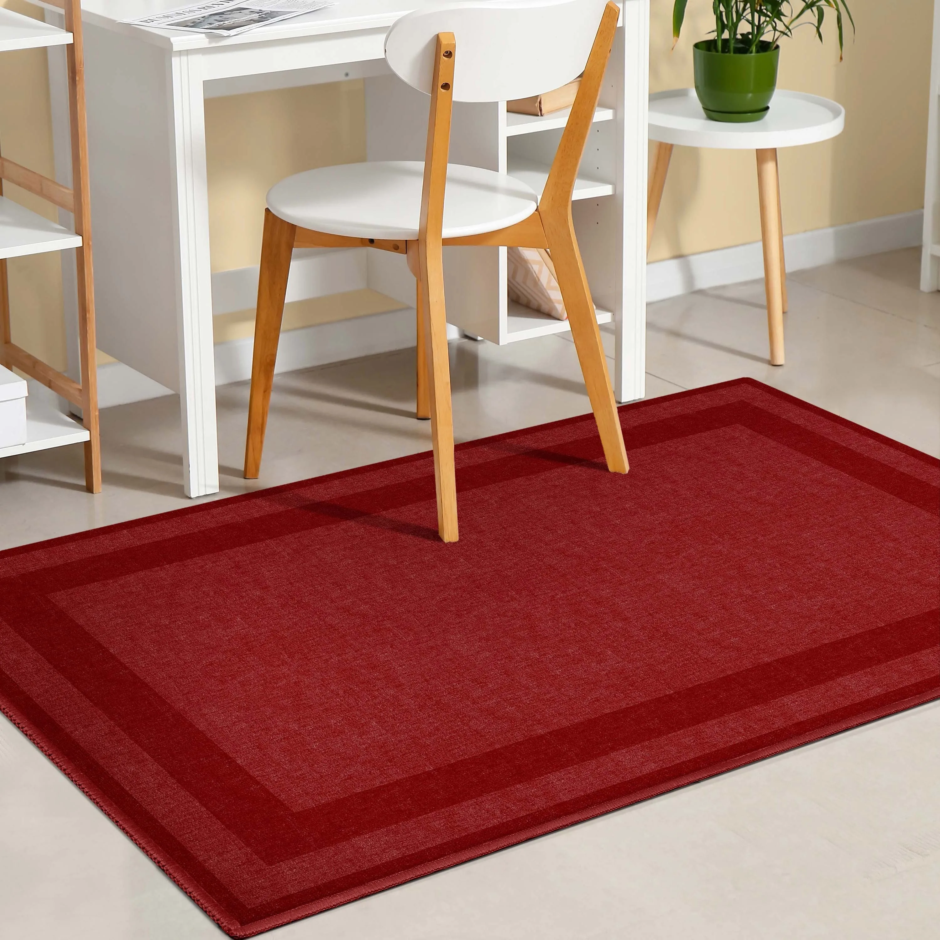 Well Woven Plain Border Flat-Weave Area Rug