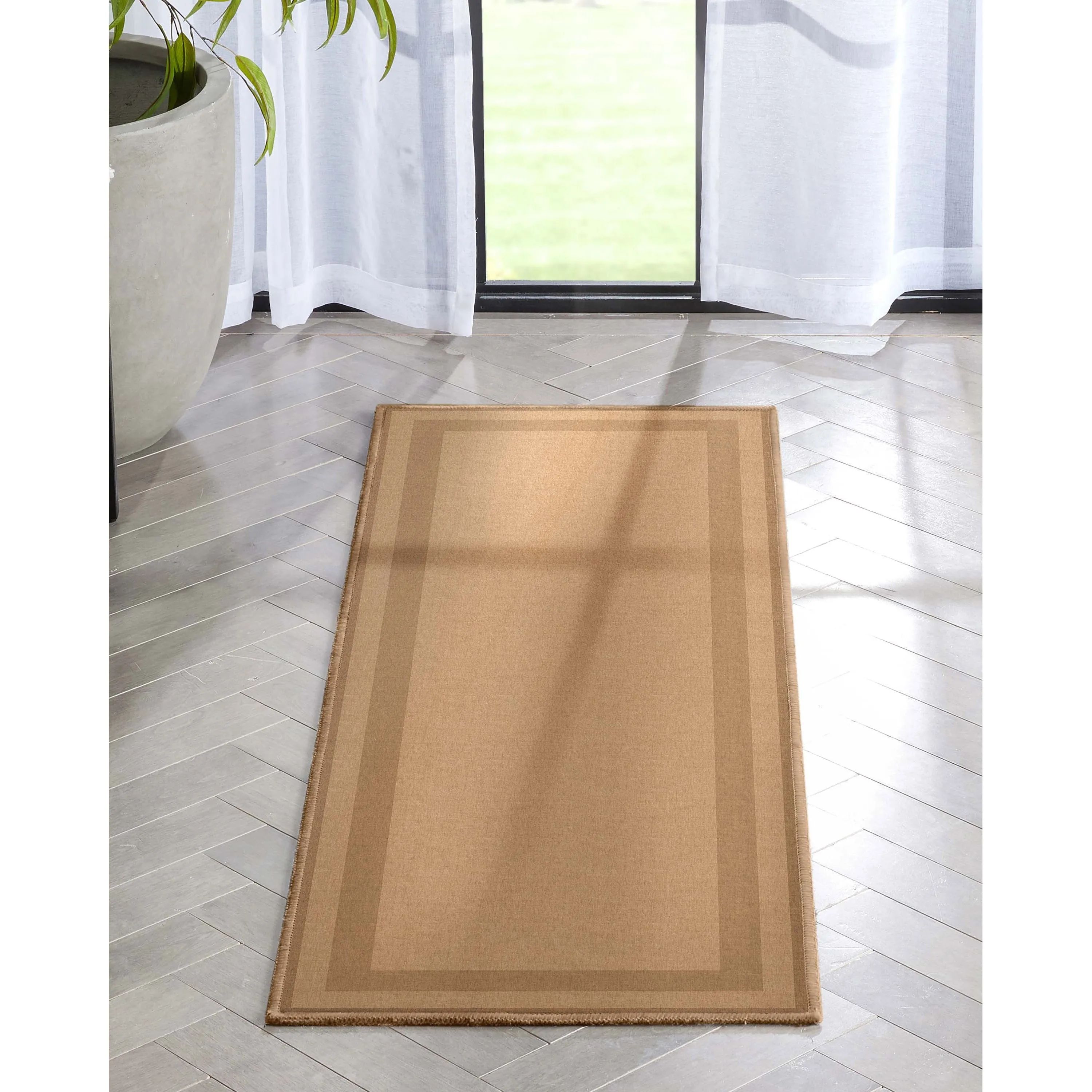 Well Woven Plain Border Flat-Weave Area Rug