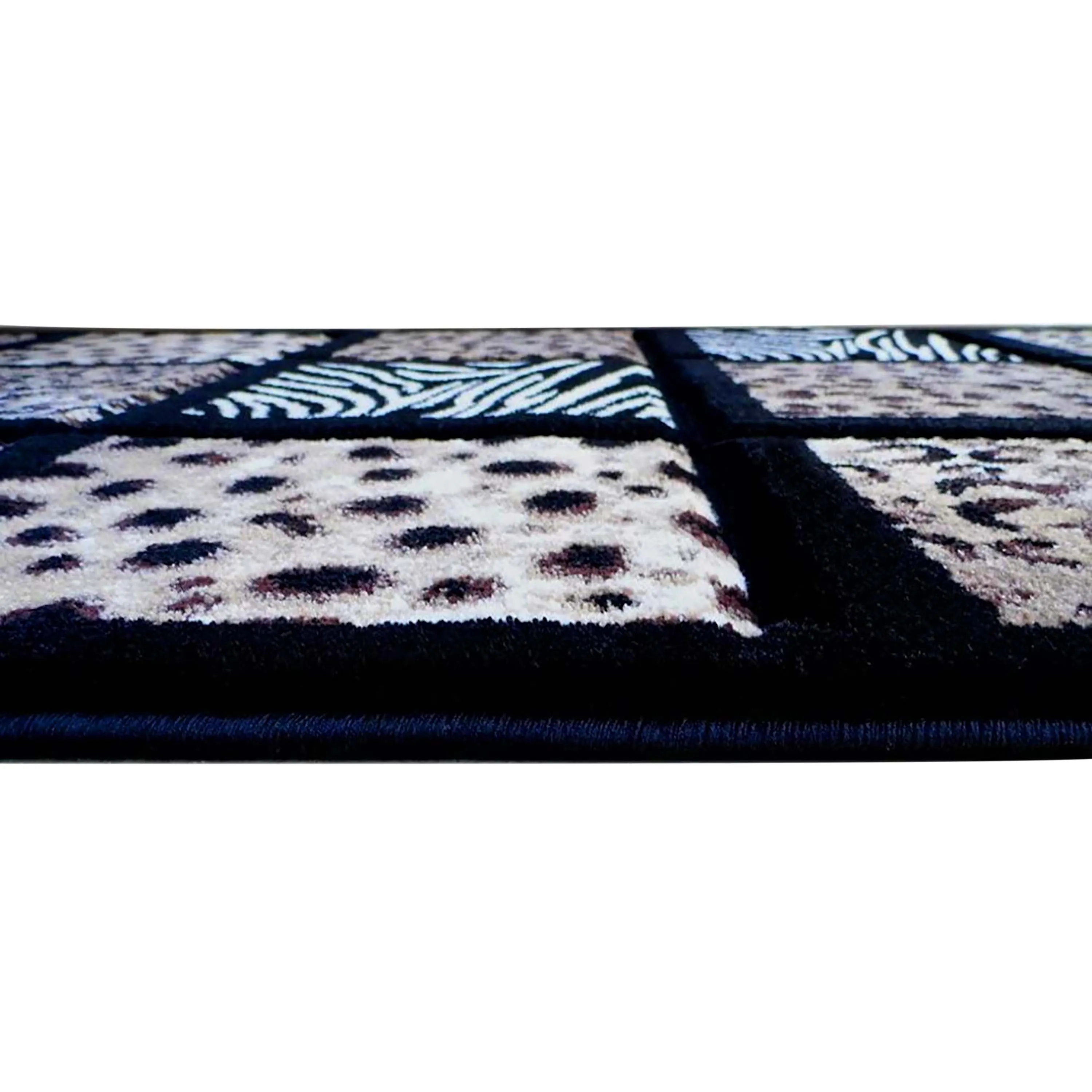 Wildlife Animal Print Area Rug with Raised Squares
