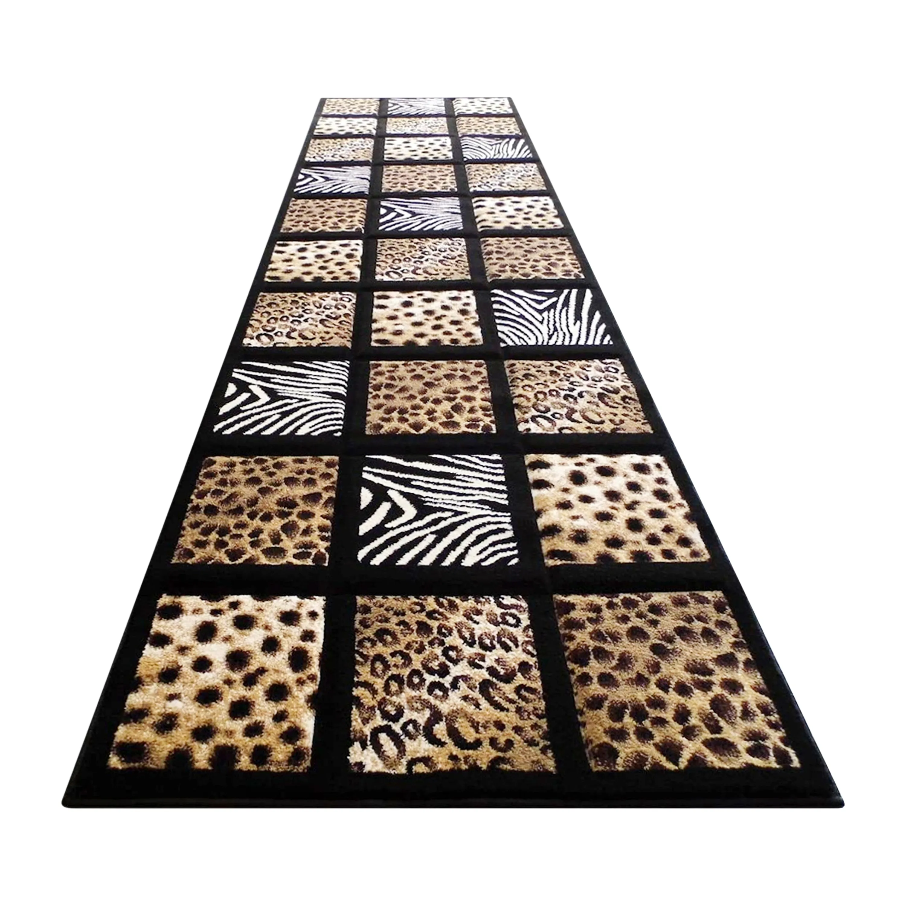 Wildlife Animal Print Area Rug with Raised Squares