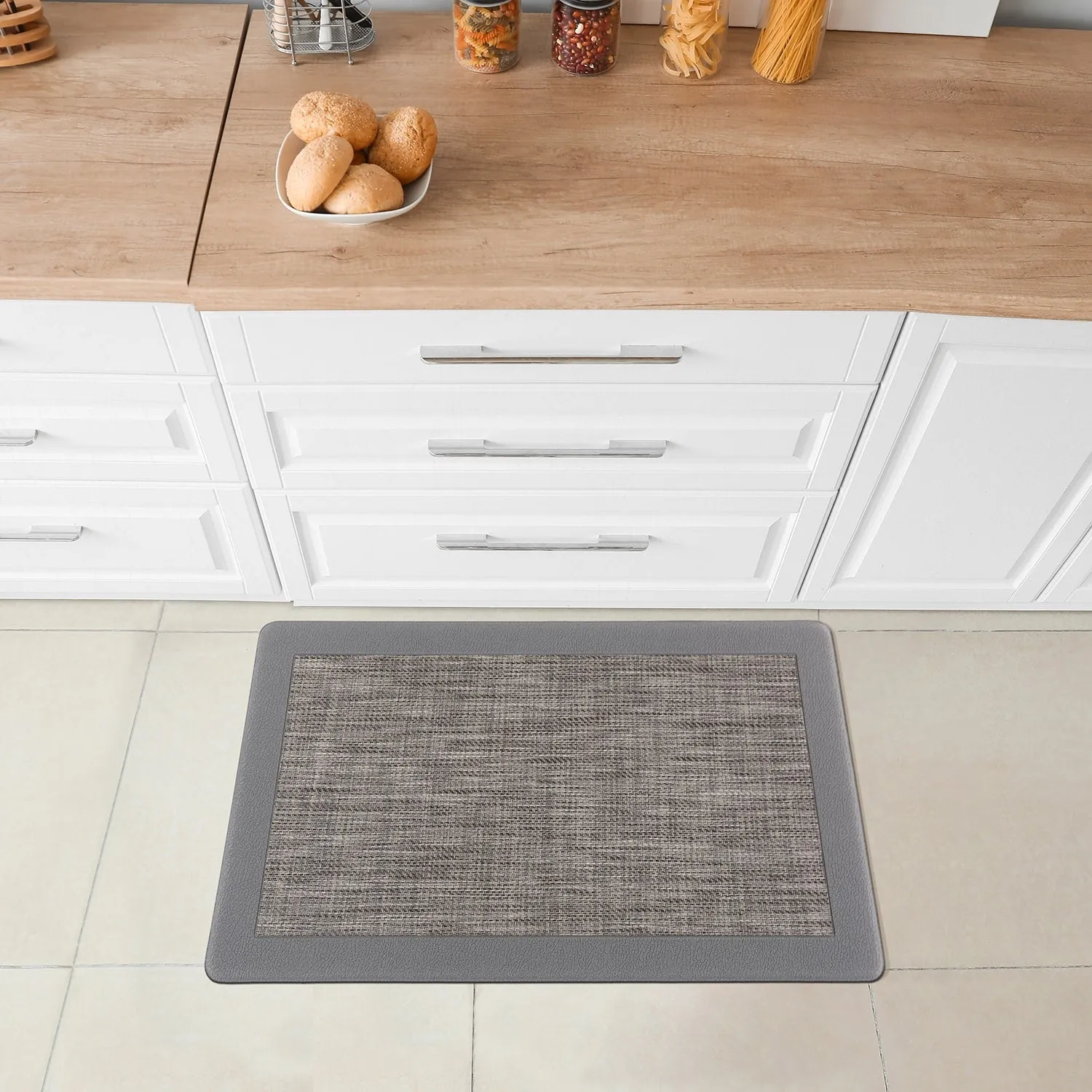 World Rug Gallery Border Textline Anti-Fatigue Standing Mat