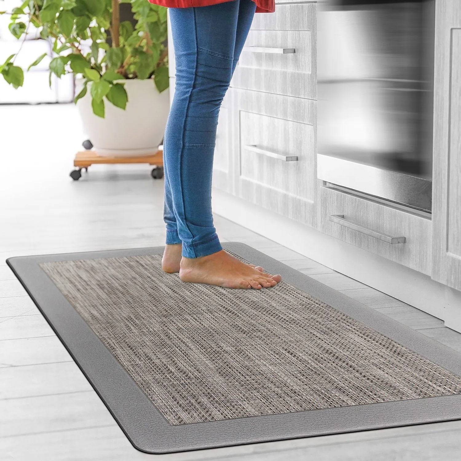 World Rug Gallery Border Textline Anti-Fatigue Standing Mat