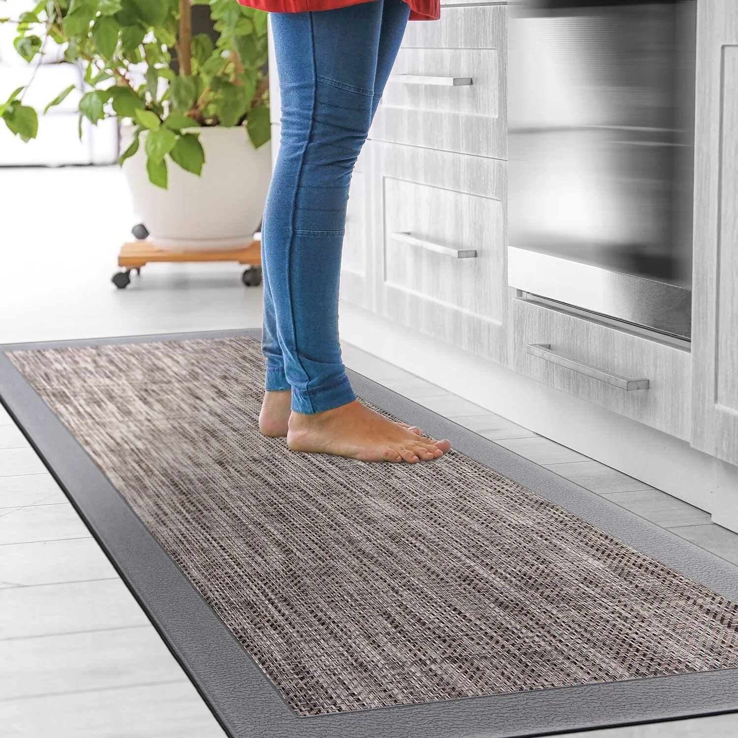 World Rug Gallery Border Textline Anti-Fatigue Standing Mat