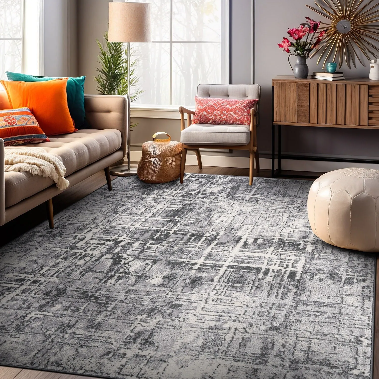 World Rug Gallery Distressed Abstract Area Rug