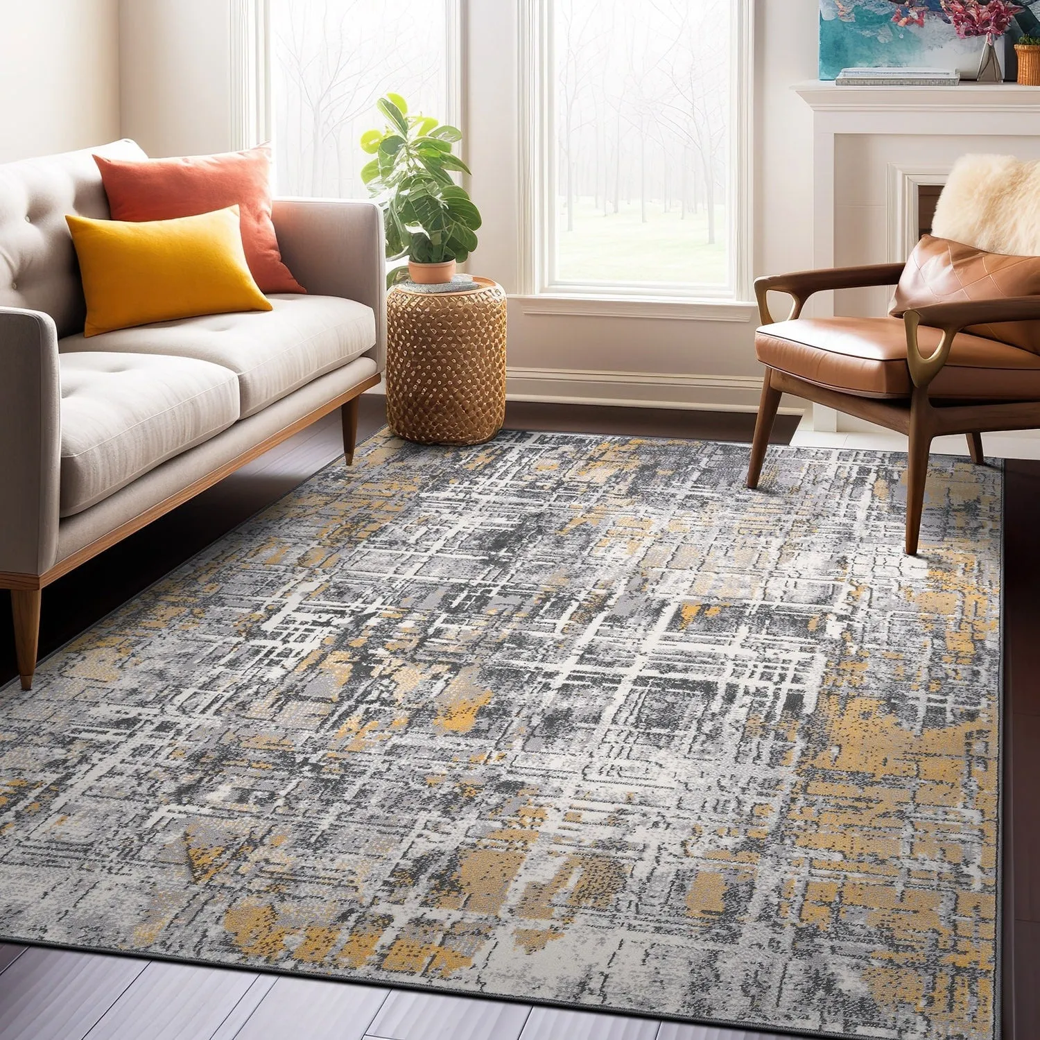 World Rug Gallery Distressed Abstract Area Rug