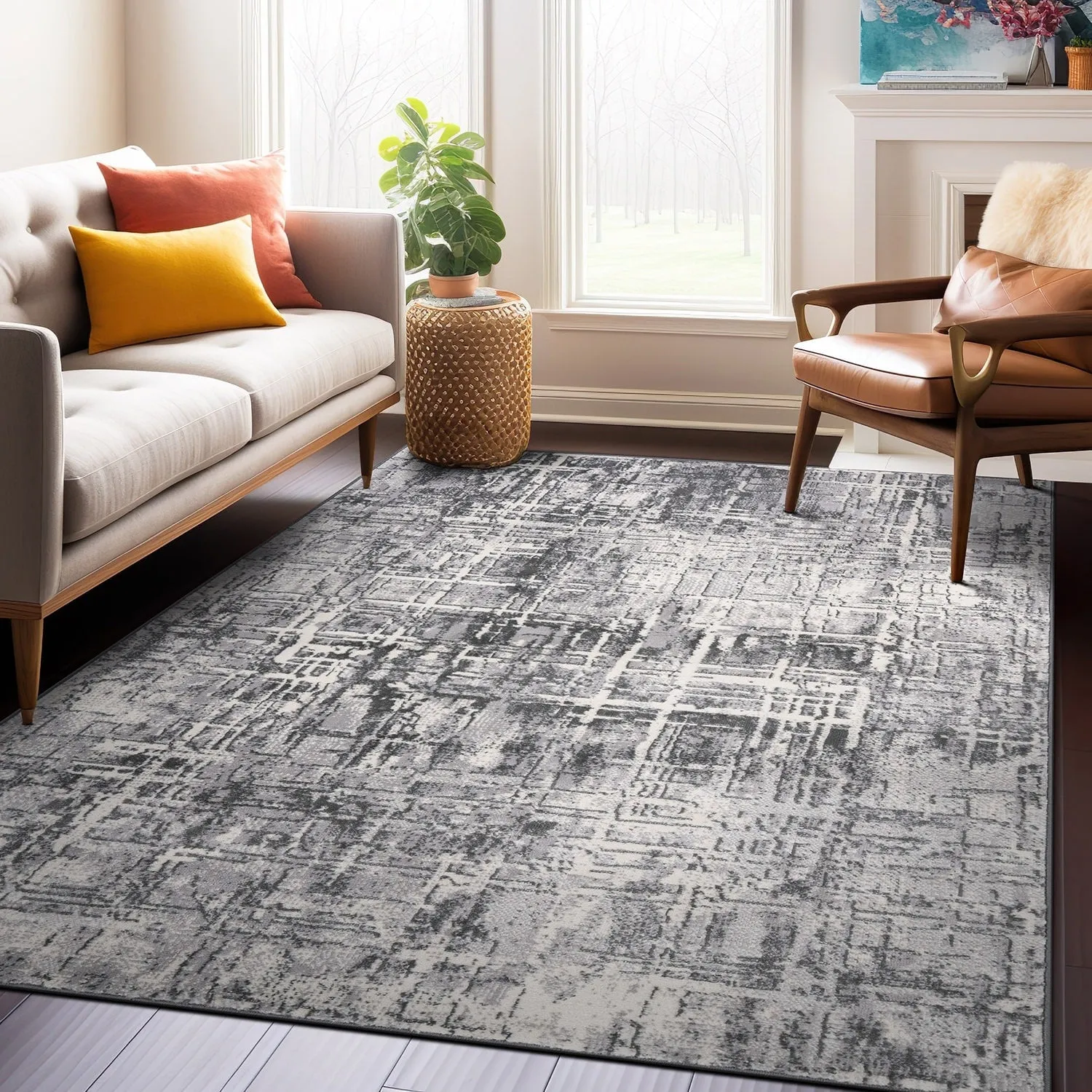 World Rug Gallery Distressed Abstract Area Rug