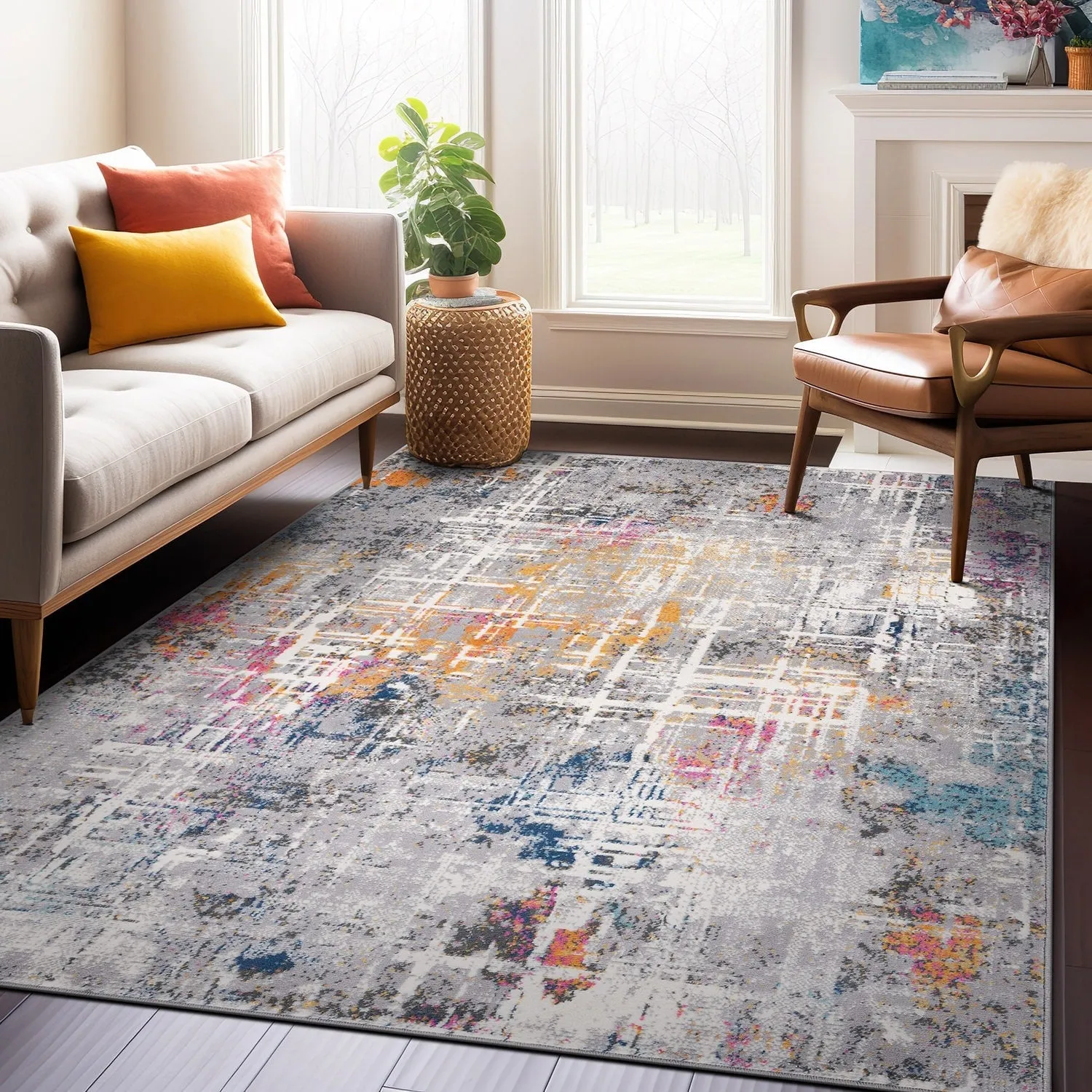 World Rug Gallery Distressed Abstract Area Rug