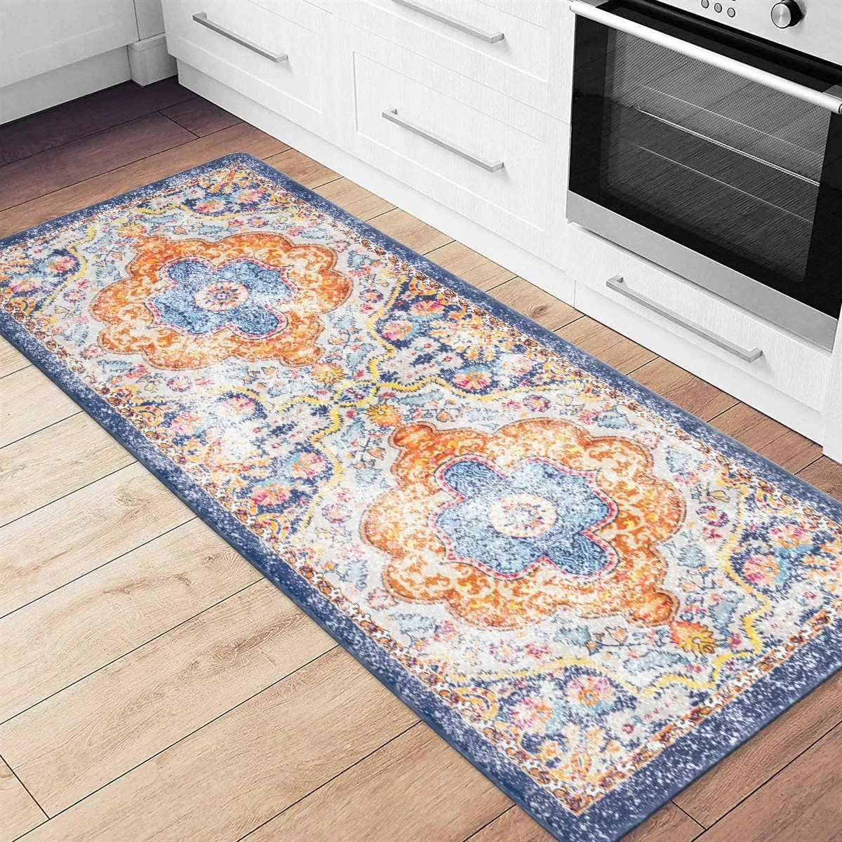 World Rug Gallery Distressed Bohemian Vintage Anti-fatigue Standing Mat