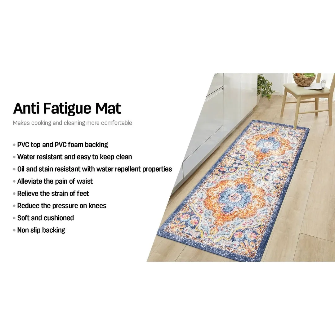 World Rug Gallery Distressed Bohemian Vintage Anti-fatigue Standing Mat