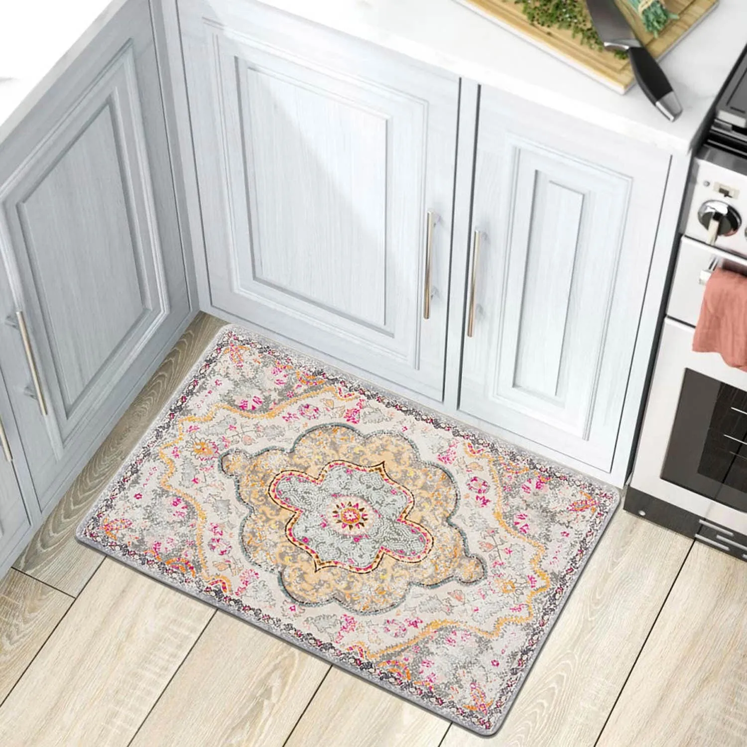 World Rug Gallery Distressed Bohemian Vintage Anti-fatigue Standing Mat