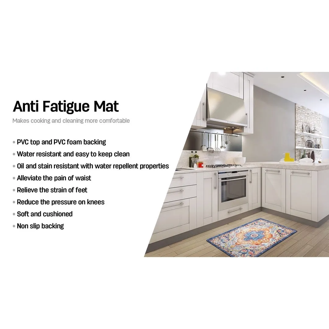 World Rug Gallery Distressed Bohemian Vintage Anti-fatigue Standing Mat