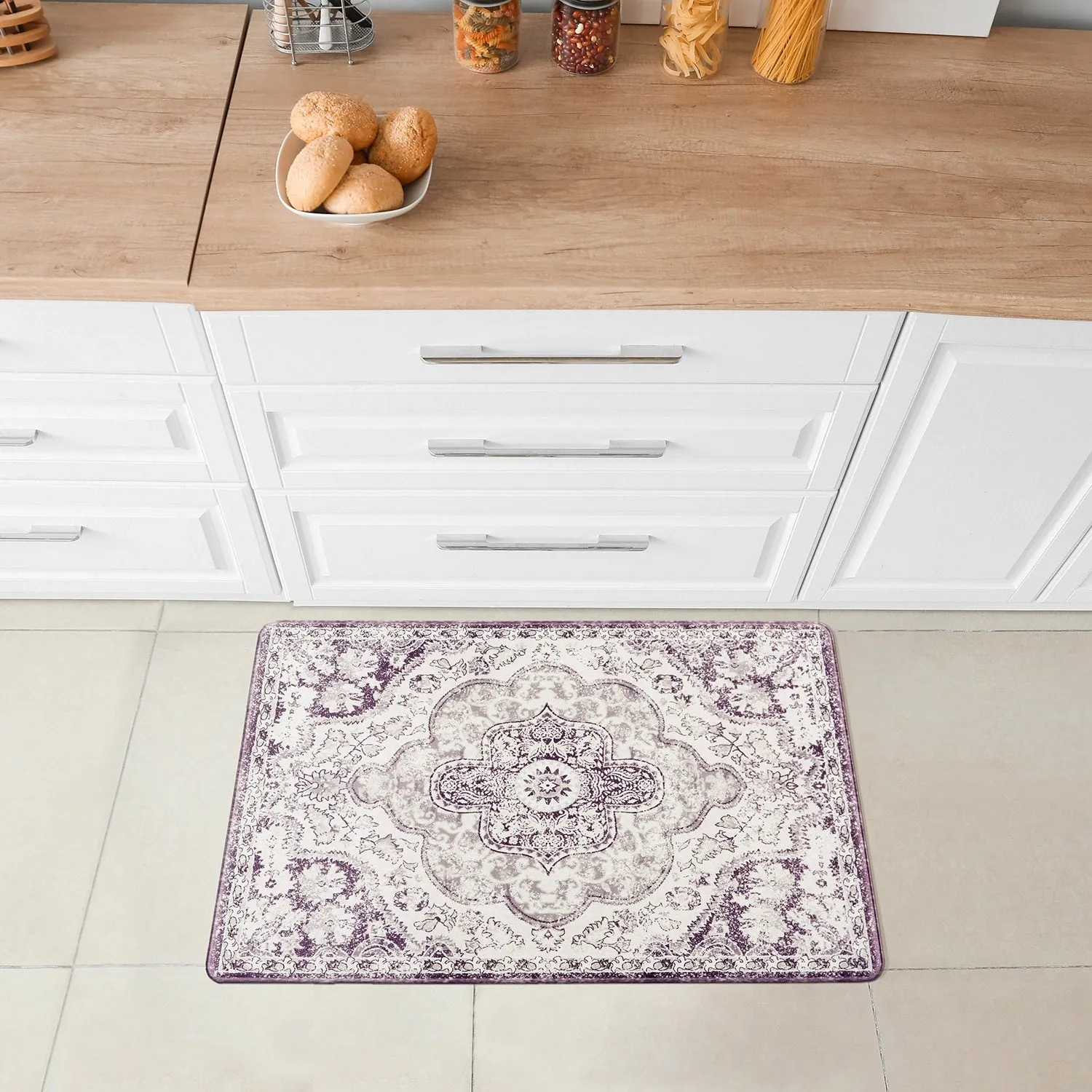 World Rug Gallery Distressed Bohemian Vintage Anti-fatigue Standing Mat