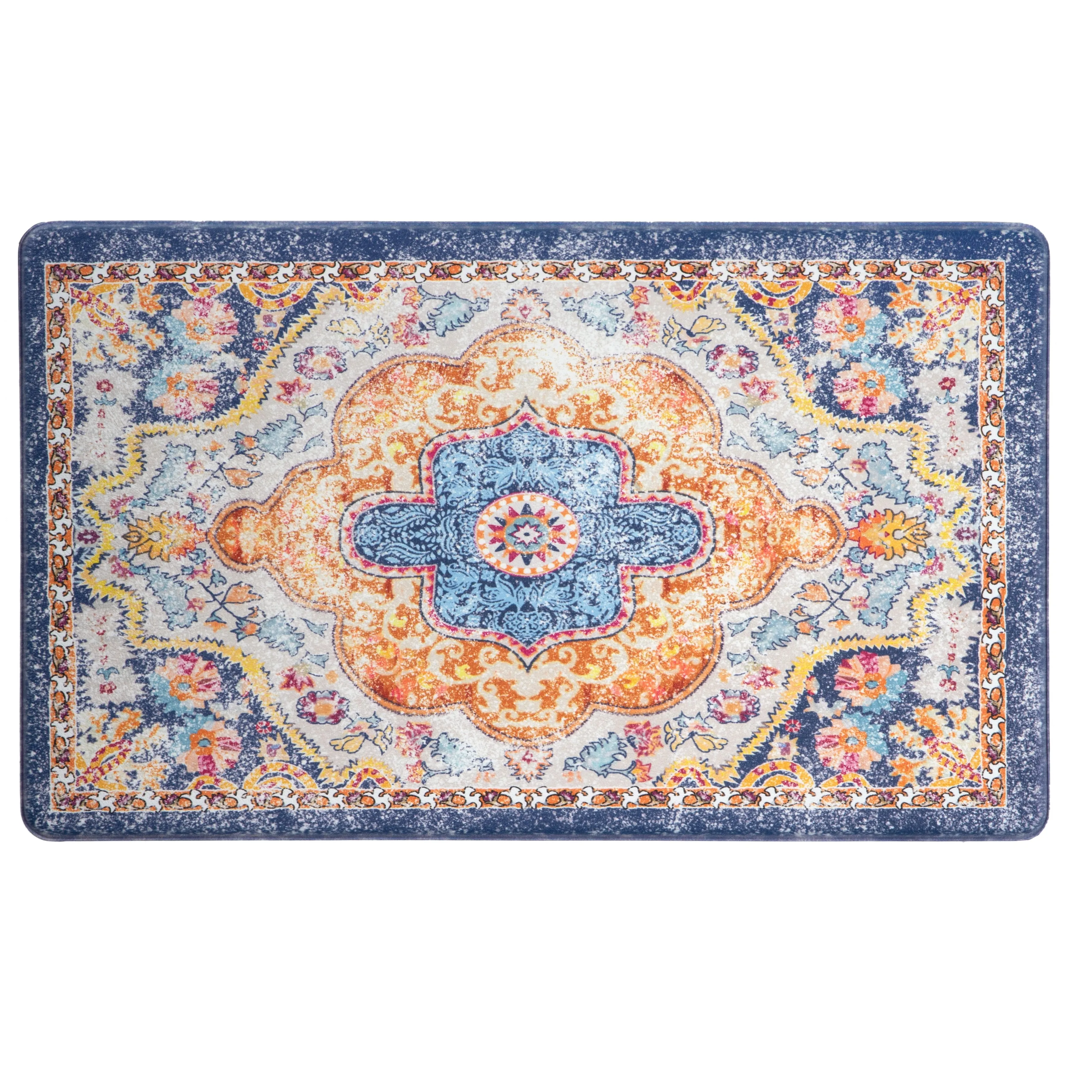 World Rug Gallery Distressed Bohemian Vintage Anti-fatigue Standing Mat