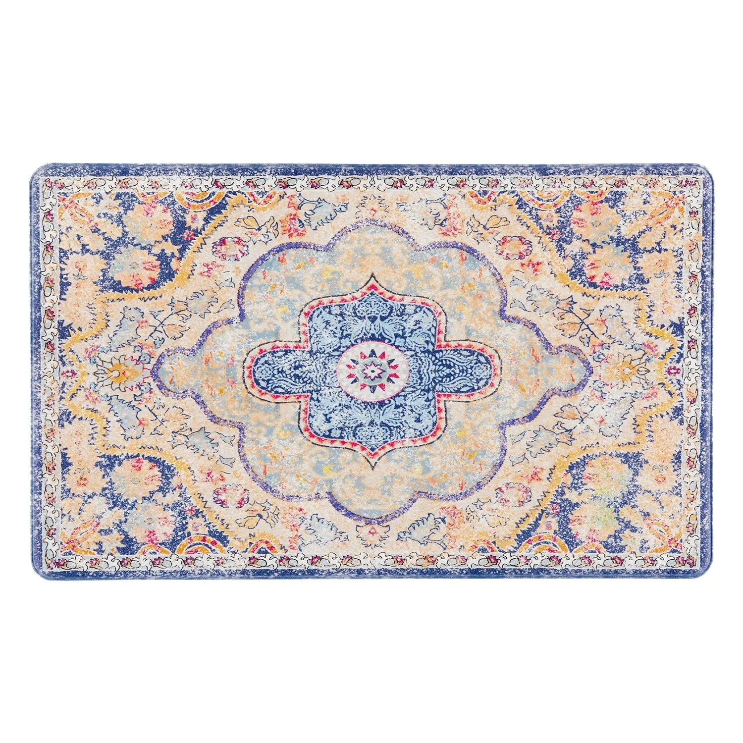 World Rug Gallery Distressed Bohemian Vintage Anti-fatigue Standing Mat