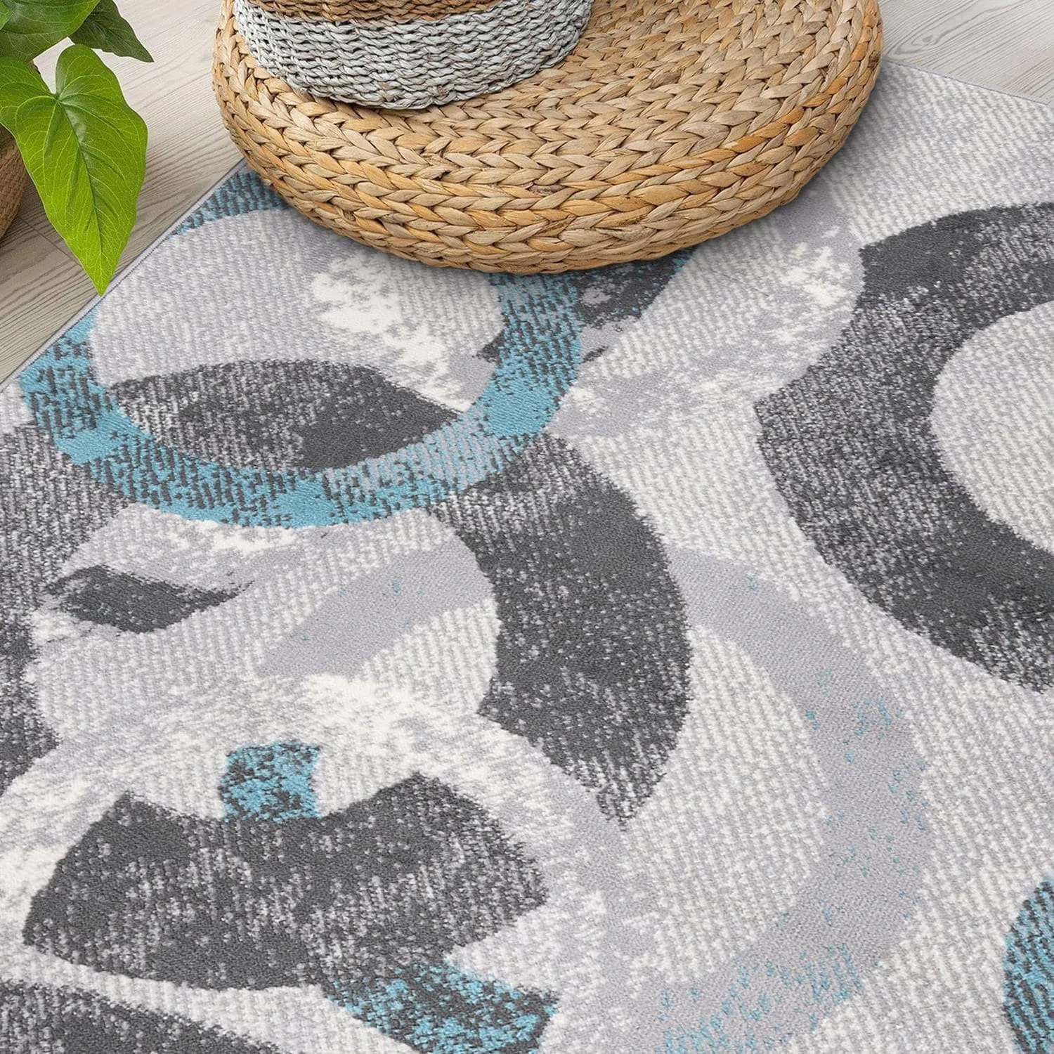 World Rug Gallery Distressed Modern Circles Area Rug