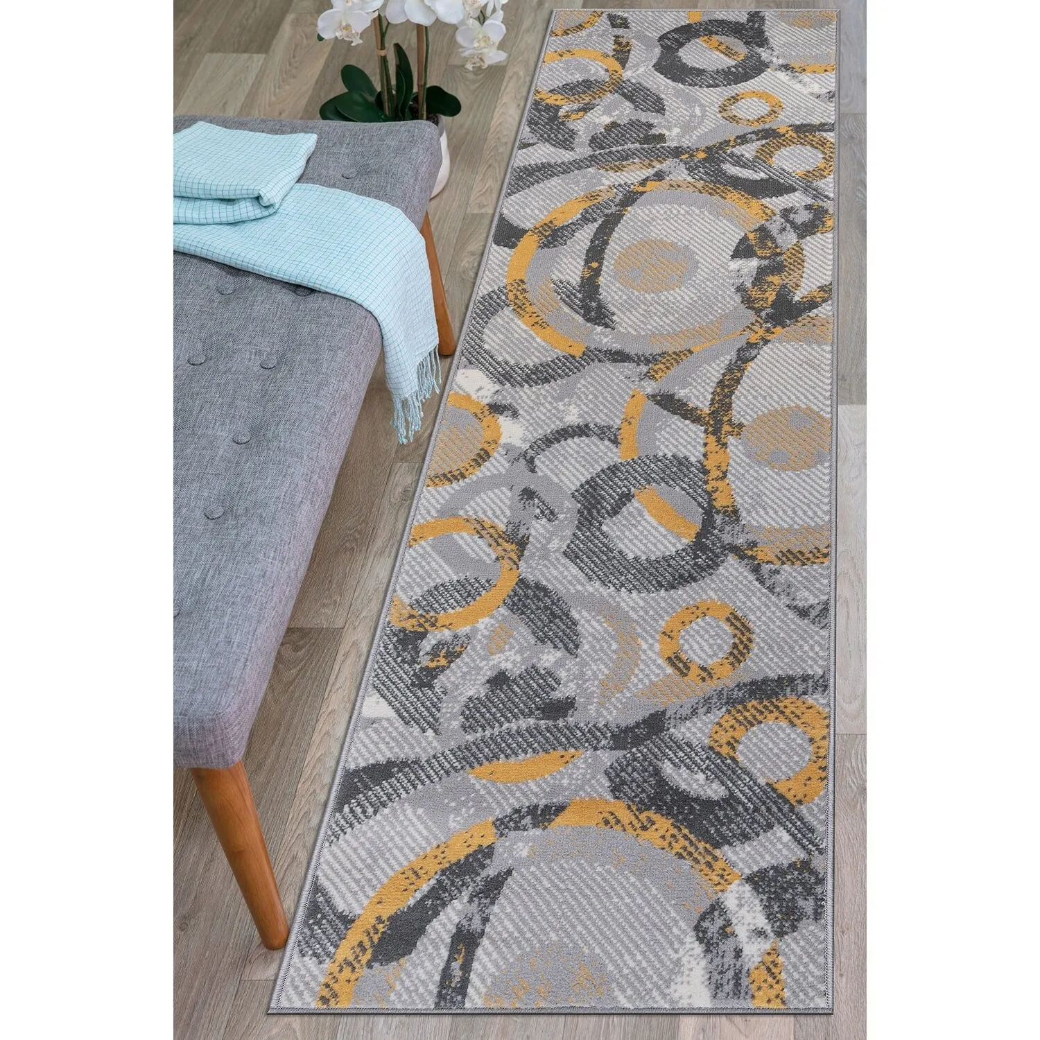 World Rug Gallery Distressed Modern Circles Area Rug