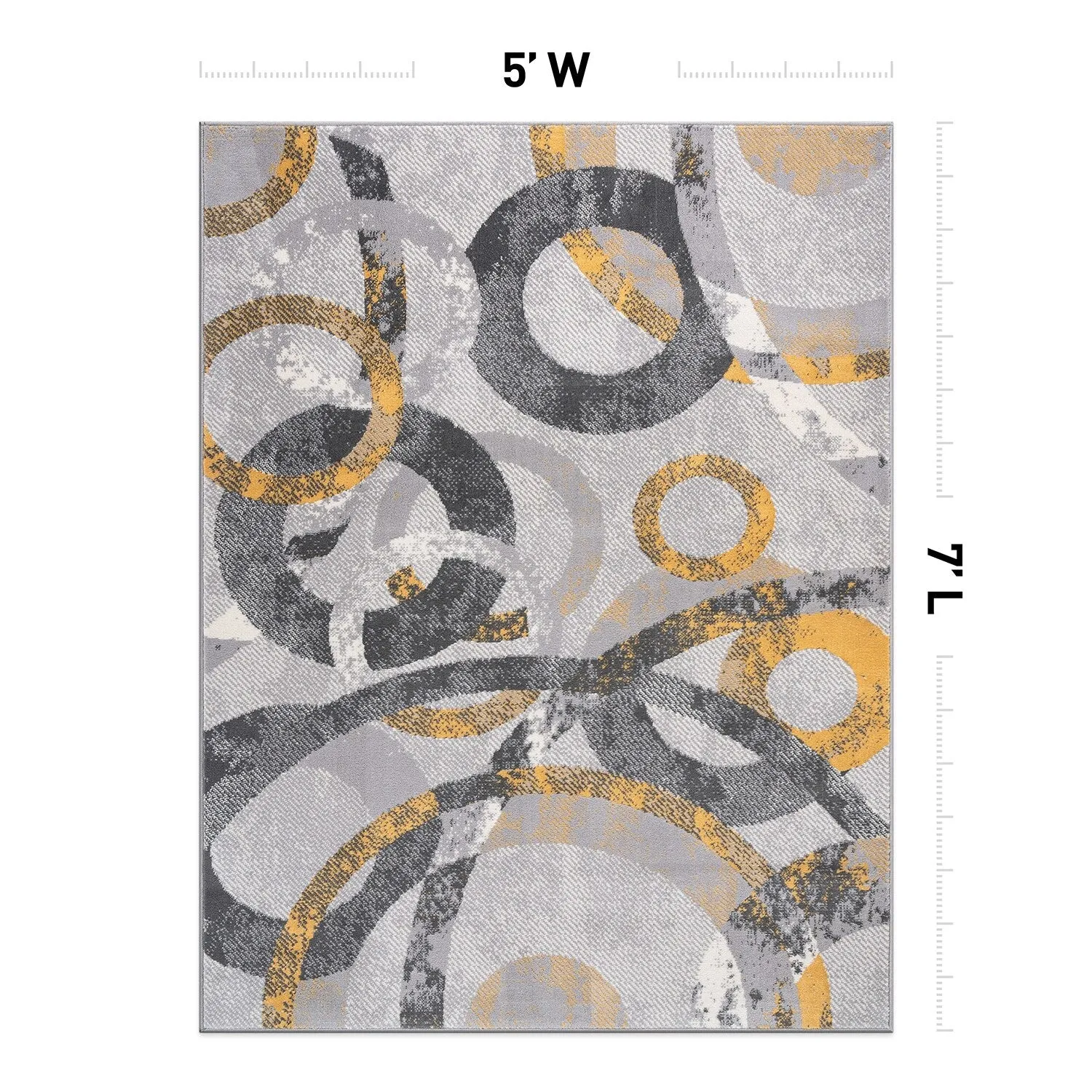 World Rug Gallery Distressed Modern Circles Area Rug