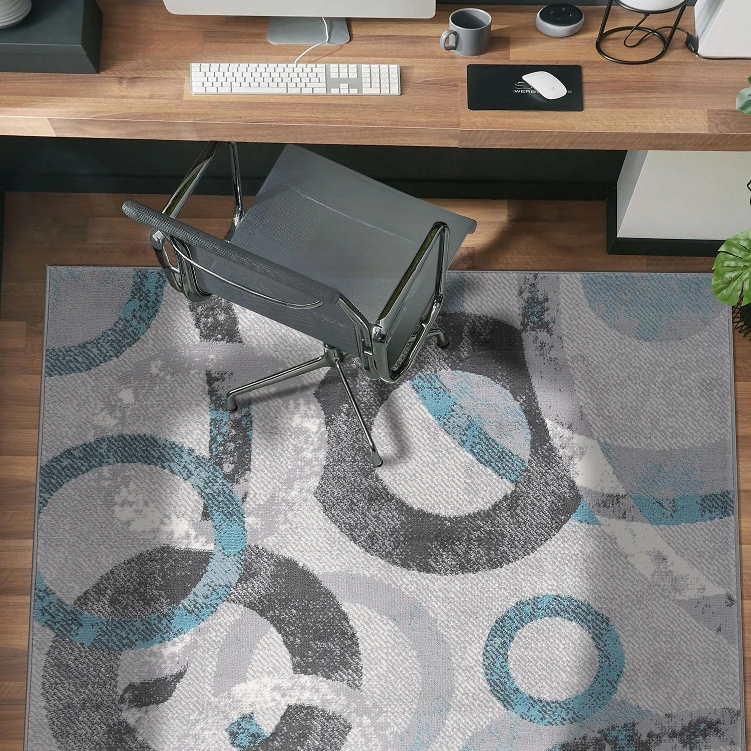 World Rug Gallery Distressed Modern Circles Area Rug