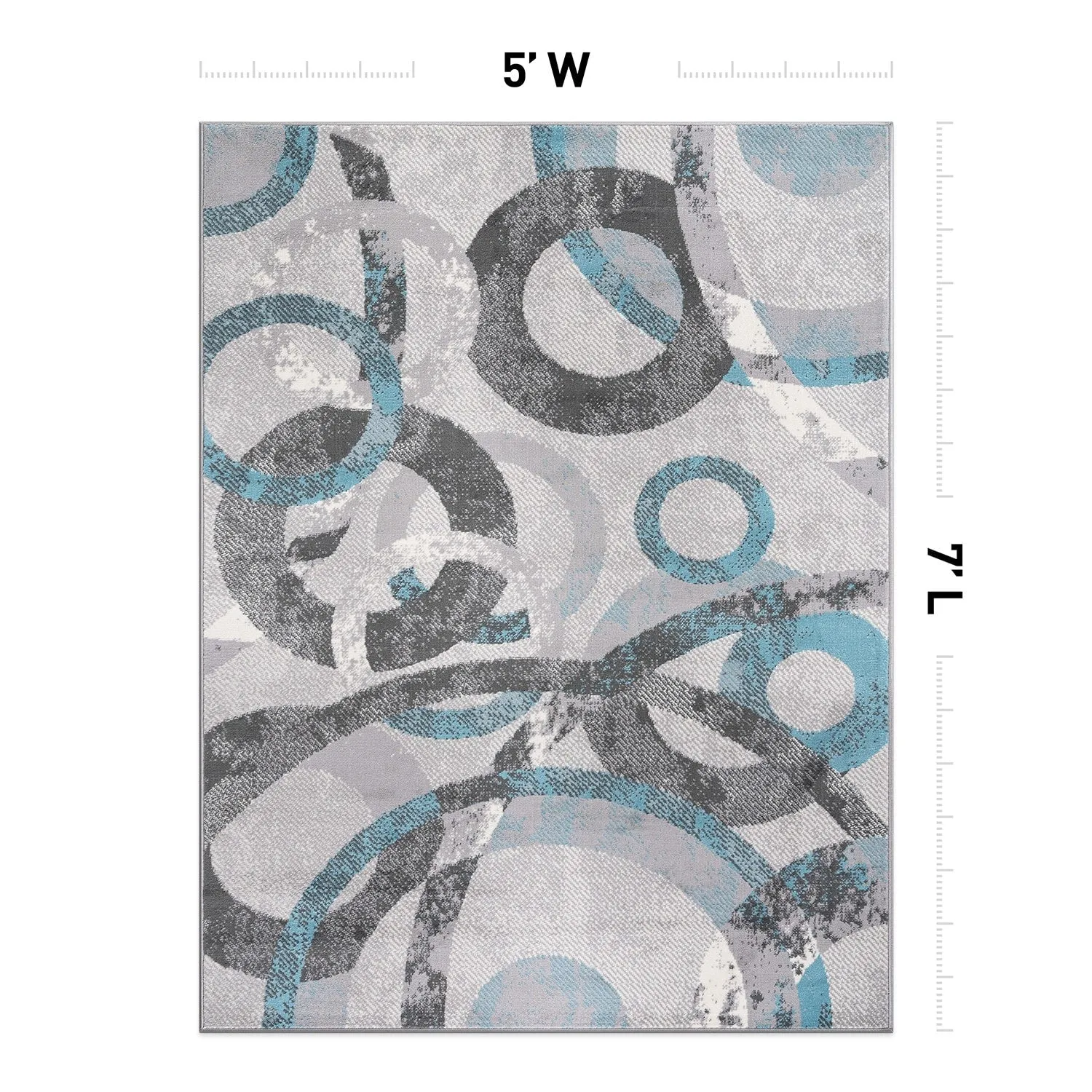 World Rug Gallery Distressed Modern Circles Area Rug