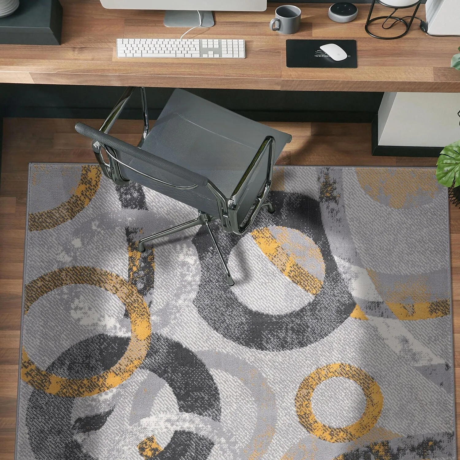 World Rug Gallery Distressed Modern Circles Area Rug