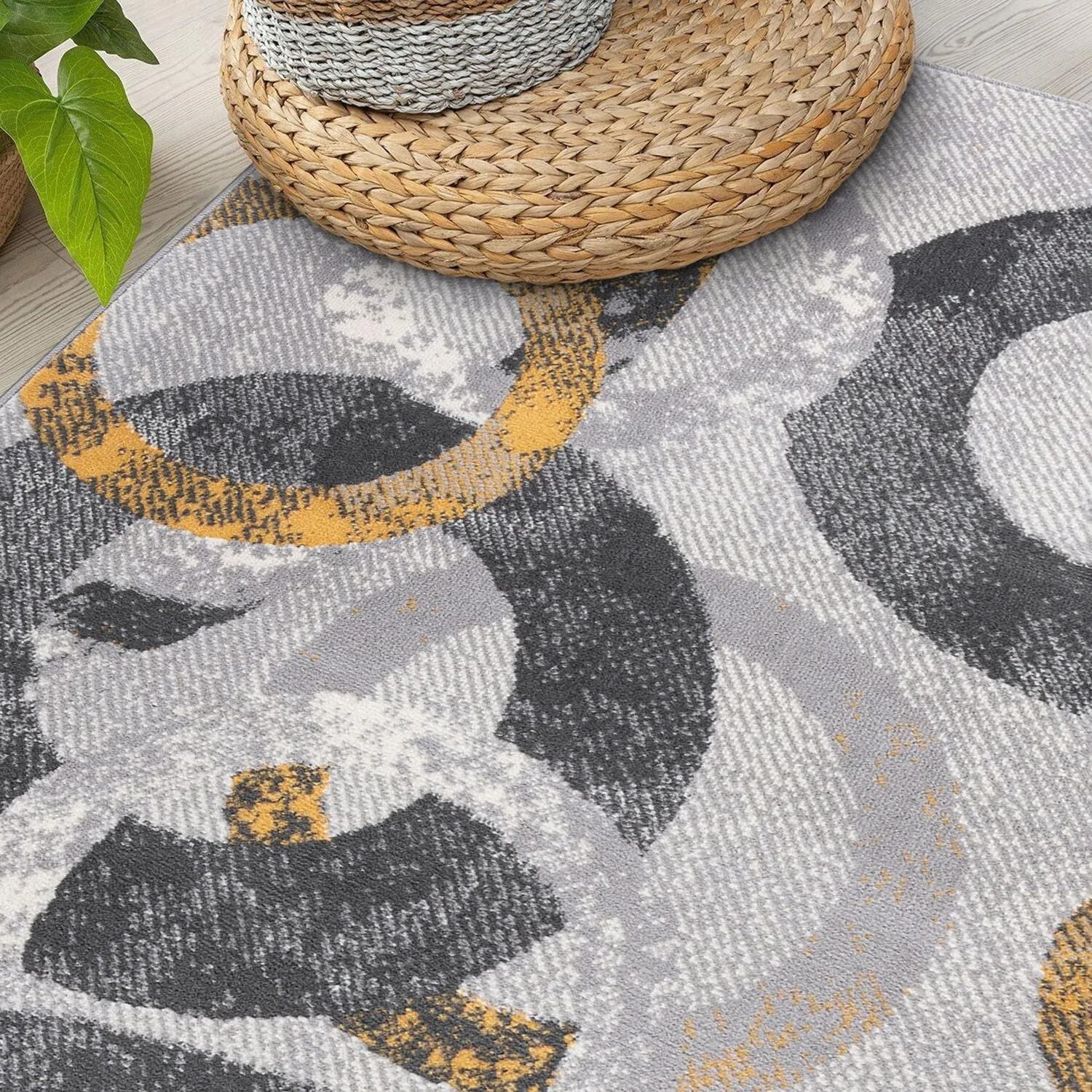 World Rug Gallery Distressed Modern Circles Area Rug