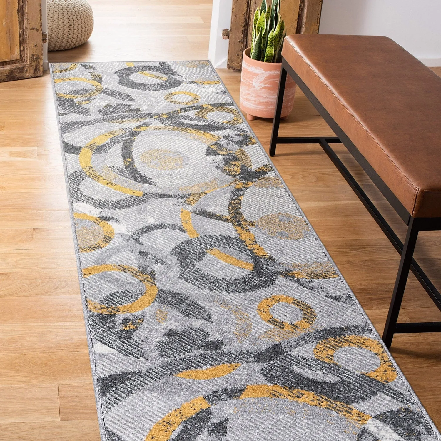 World Rug Gallery Distressed Modern Circles Area Rug