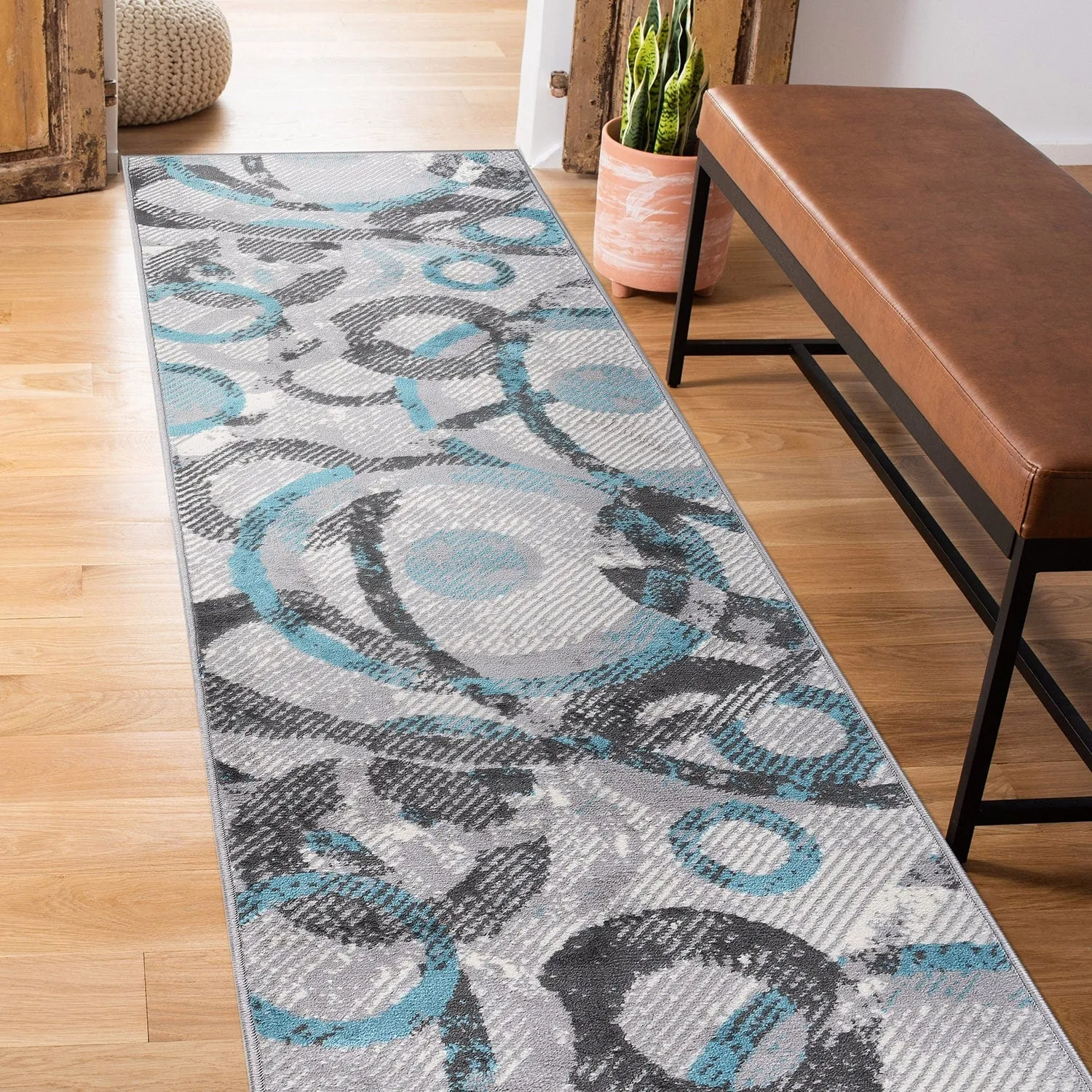 World Rug Gallery Distressed Modern Circles Area Rug