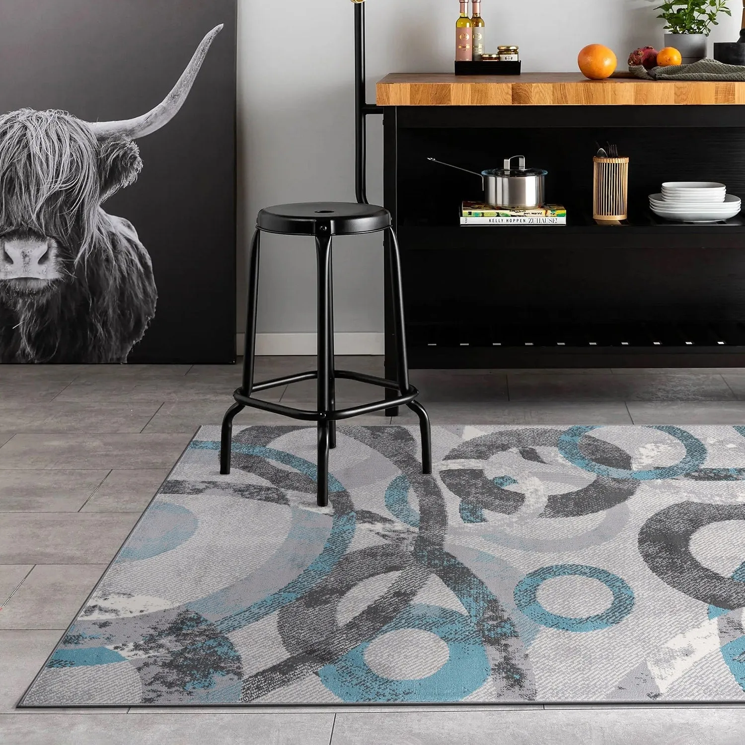 World Rug Gallery Distressed Modern Circles Area Rug