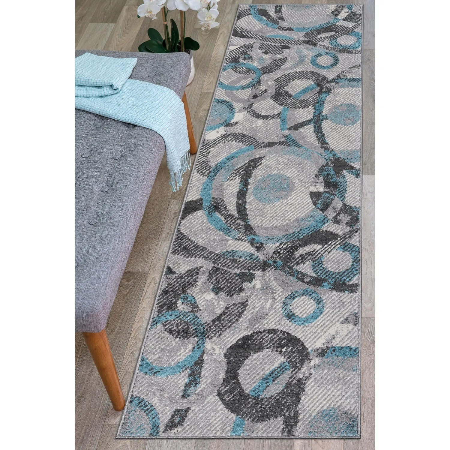 World Rug Gallery Distressed Modern Circles Area Rug
