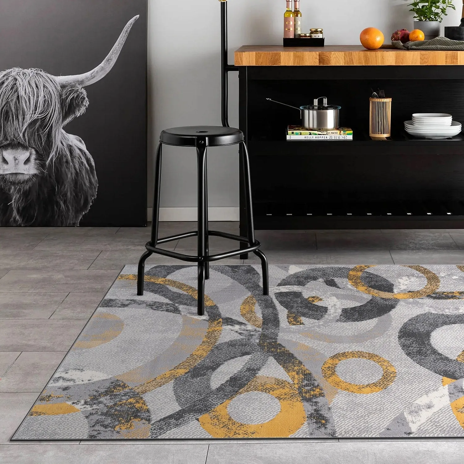 World Rug Gallery Distressed Modern Circles Area Rug