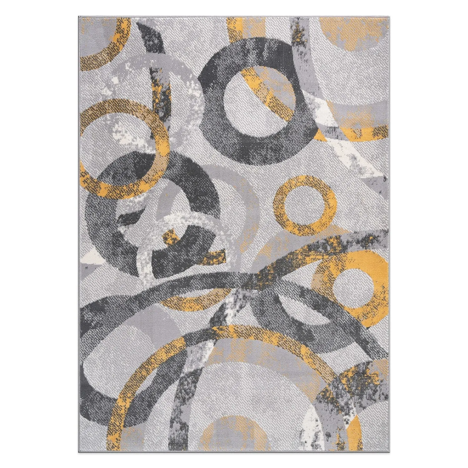 World Rug Gallery Distressed Modern Circles Area Rug