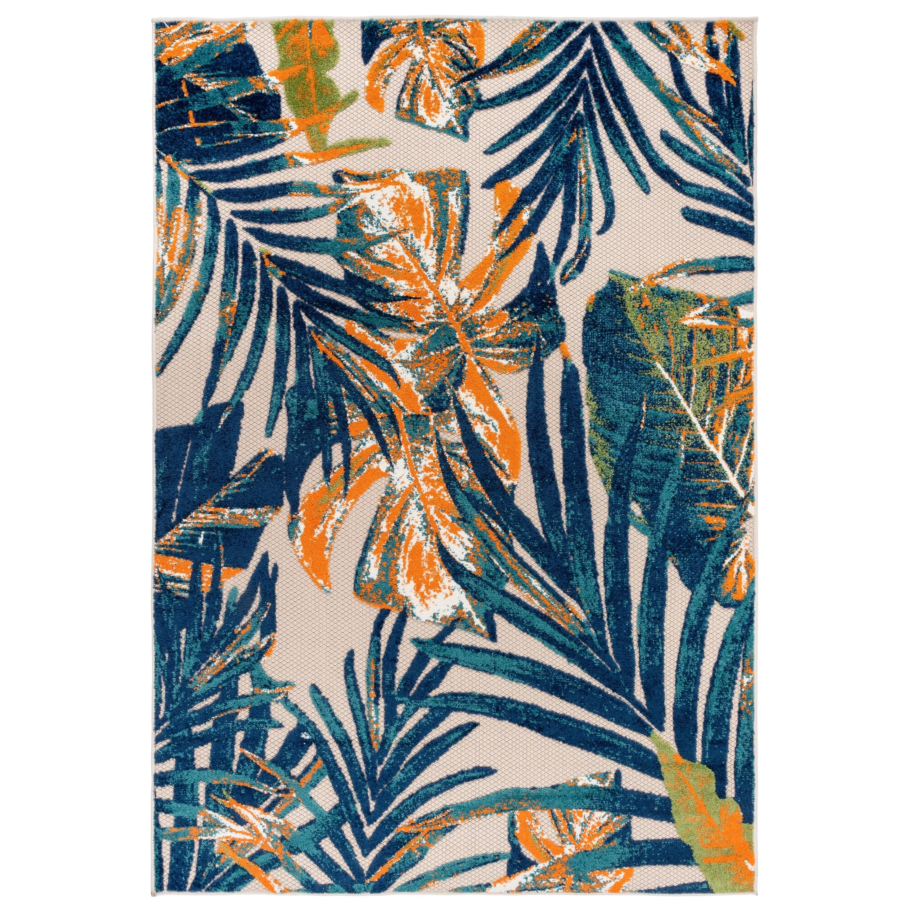 World Rug Gallery Floral Leaves Indoor/Outdoor Area Rug