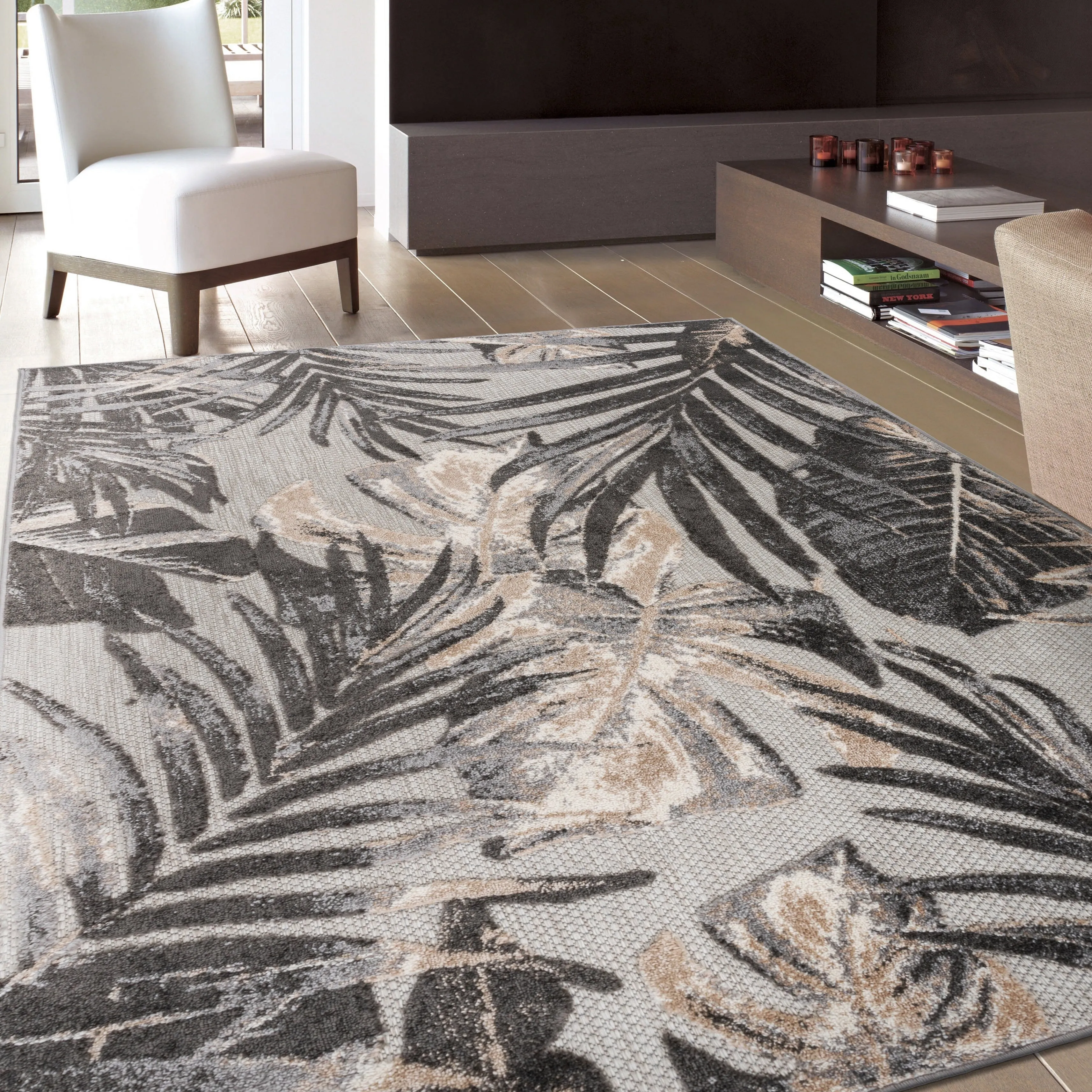 World Rug Gallery Floral Leaves Indoor/Outdoor Area Rug