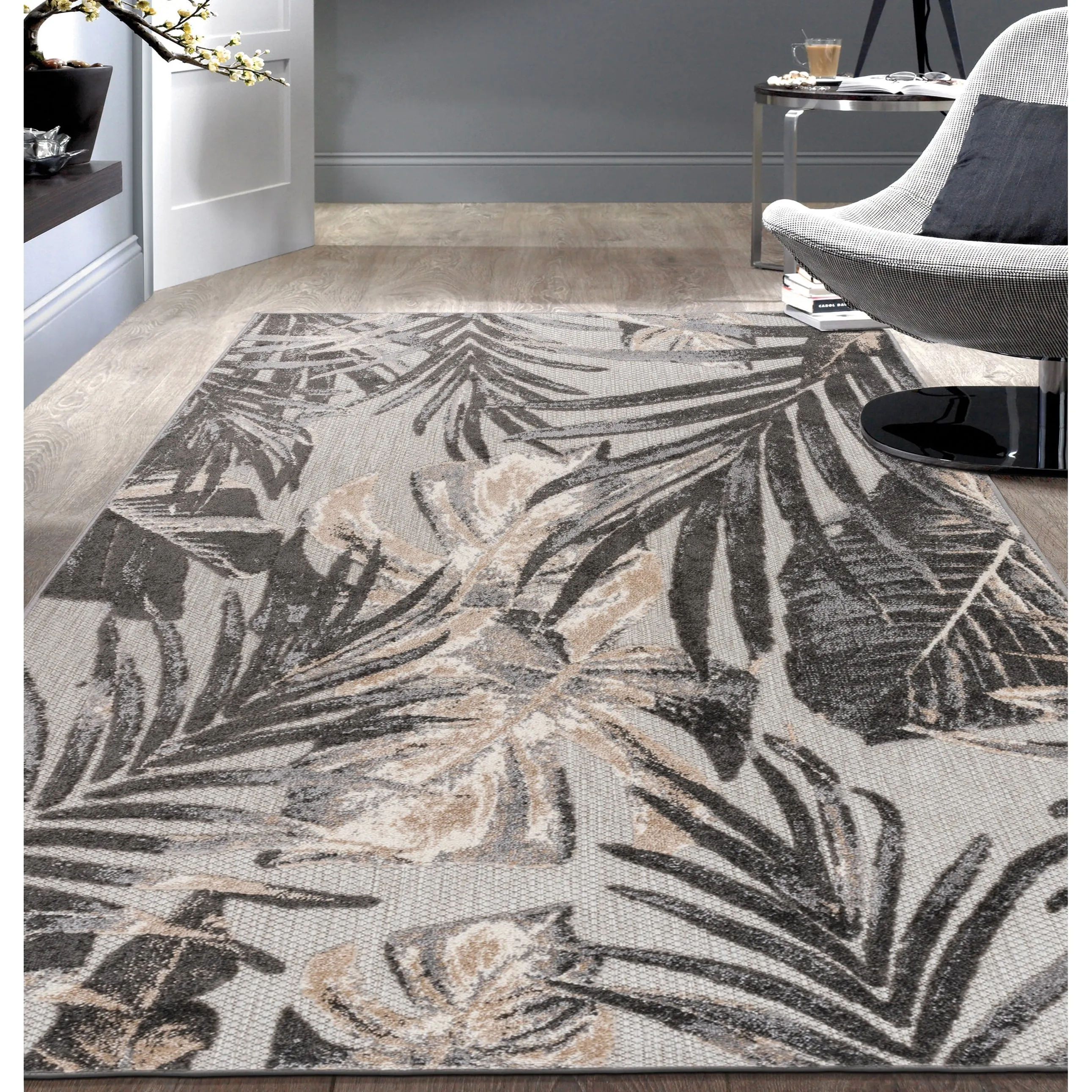 World Rug Gallery Floral Leaves Indoor/Outdoor Area Rug