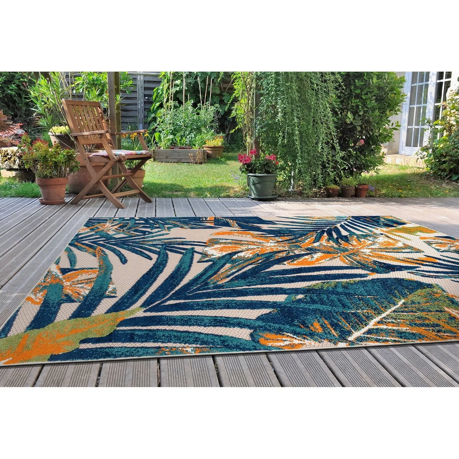 World Rug Gallery Floral Leaves Indoor/Outdoor Area Rug