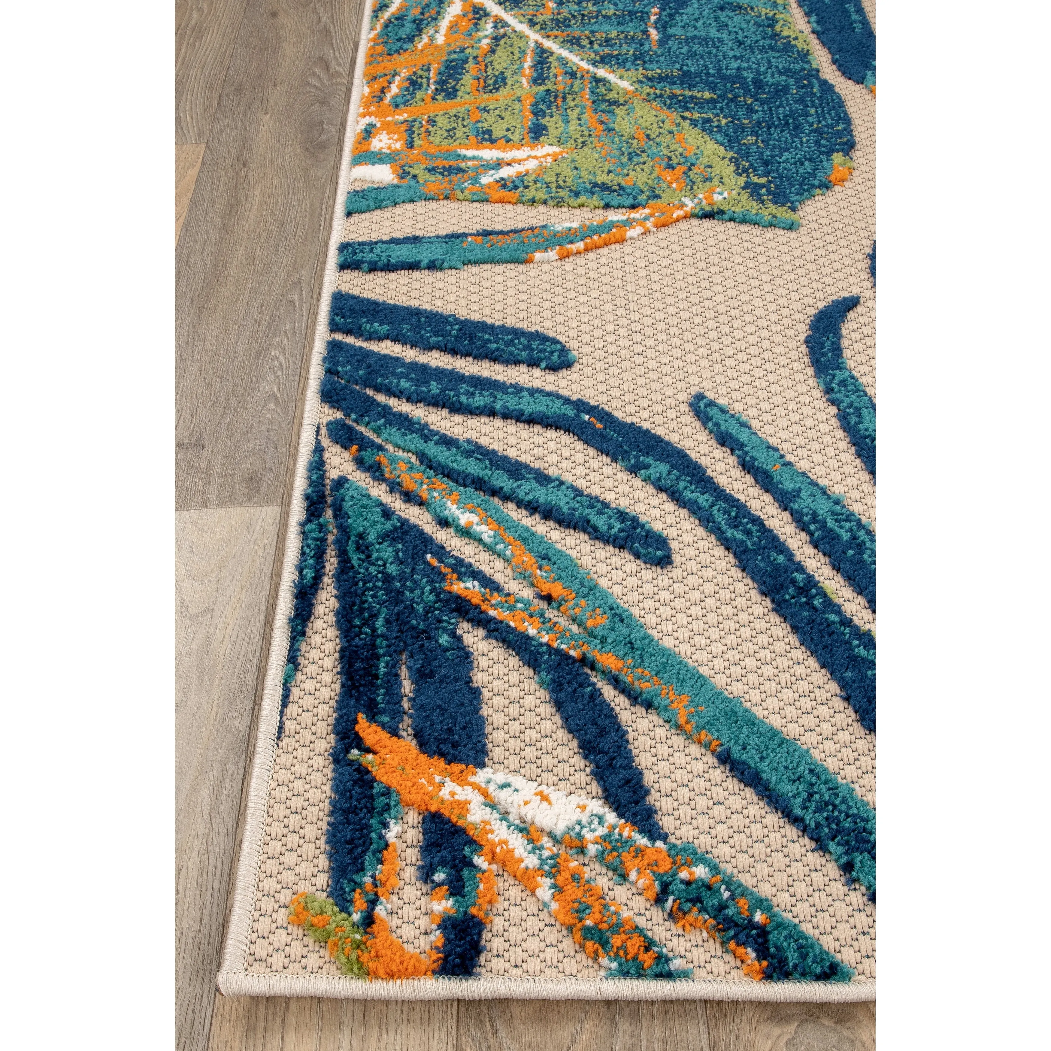 World Rug Gallery Floral Leaves Indoor/Outdoor Area Rug