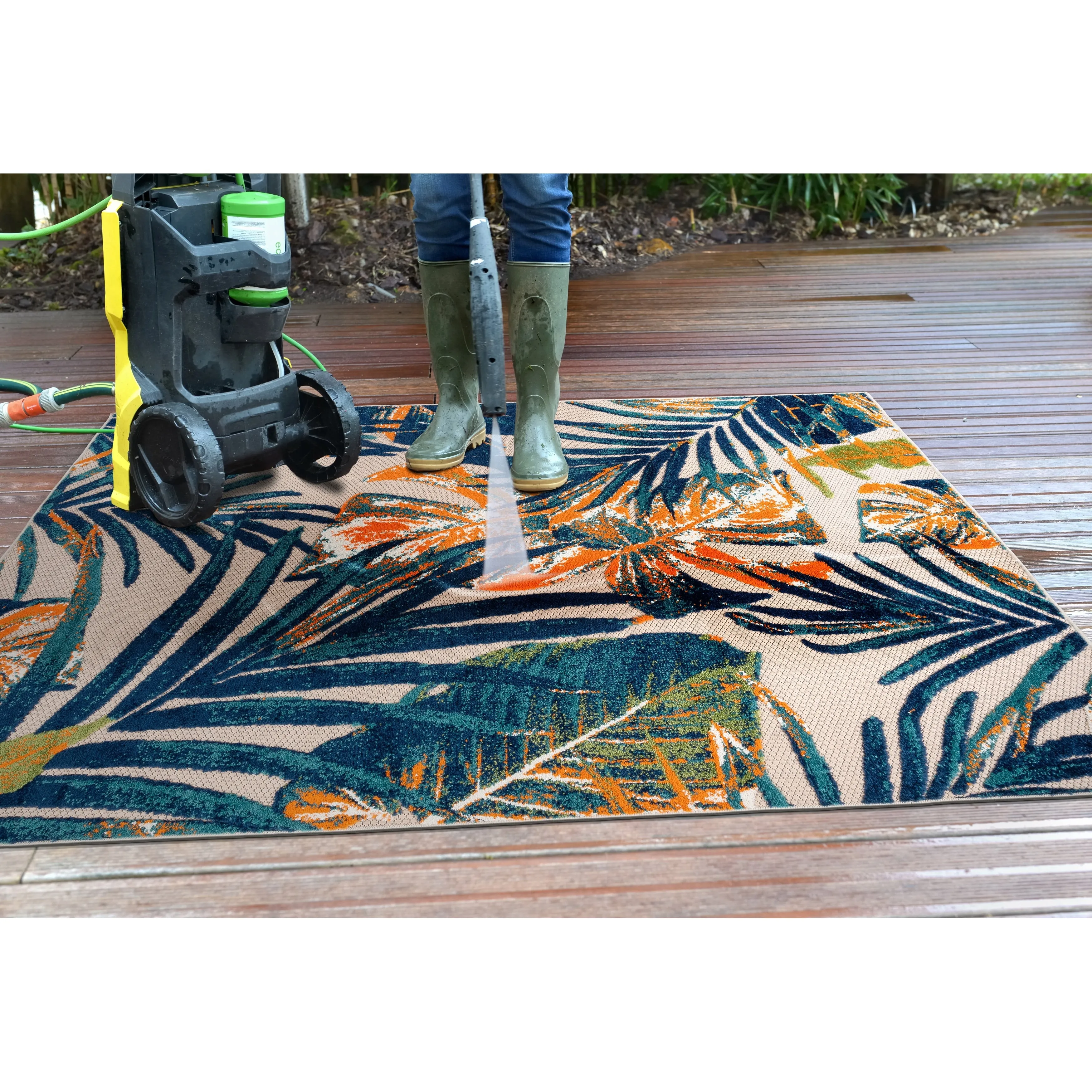 World Rug Gallery Floral Leaves Indoor/Outdoor Area Rug