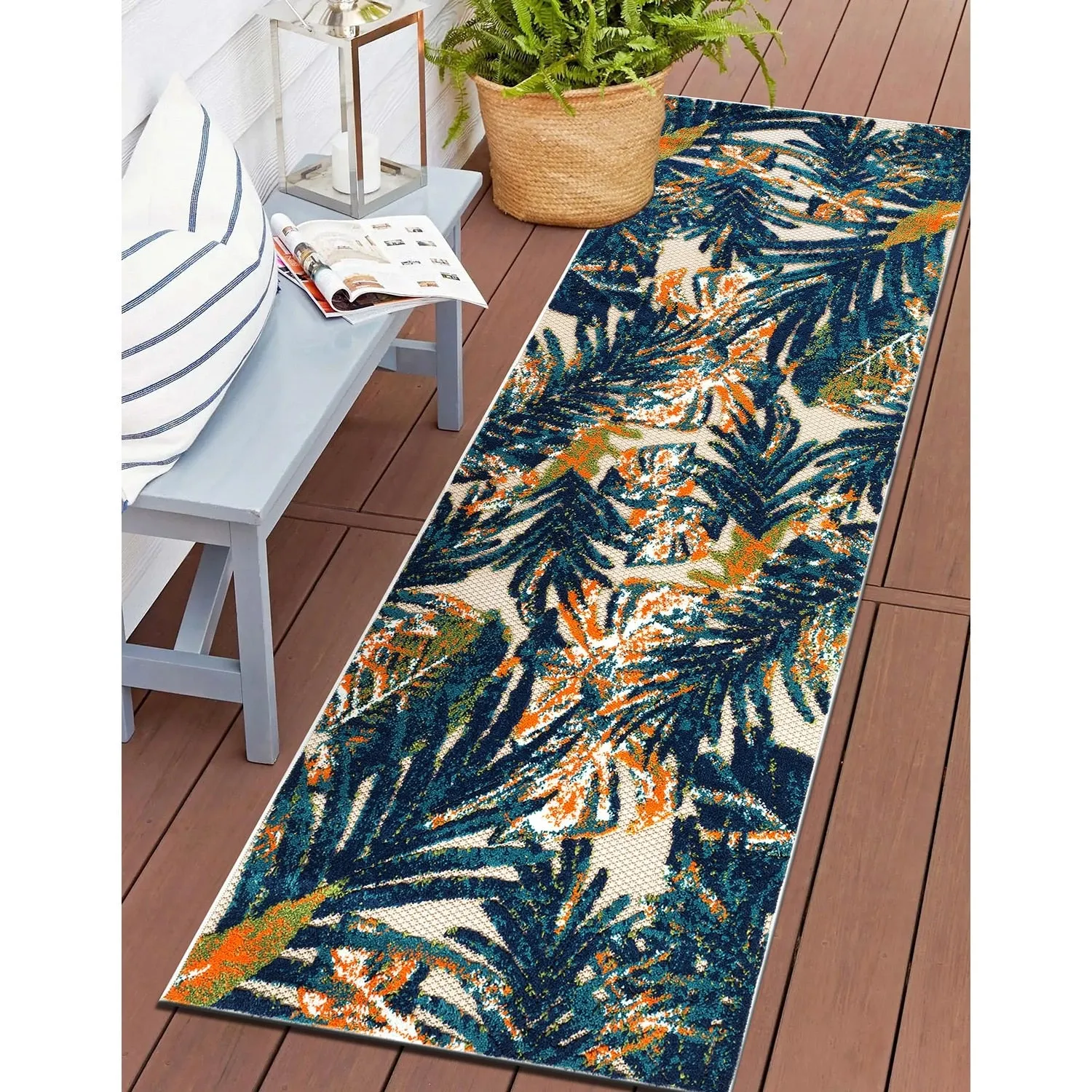 World Rug Gallery Floral Leaves Indoor/Outdoor Area Rug