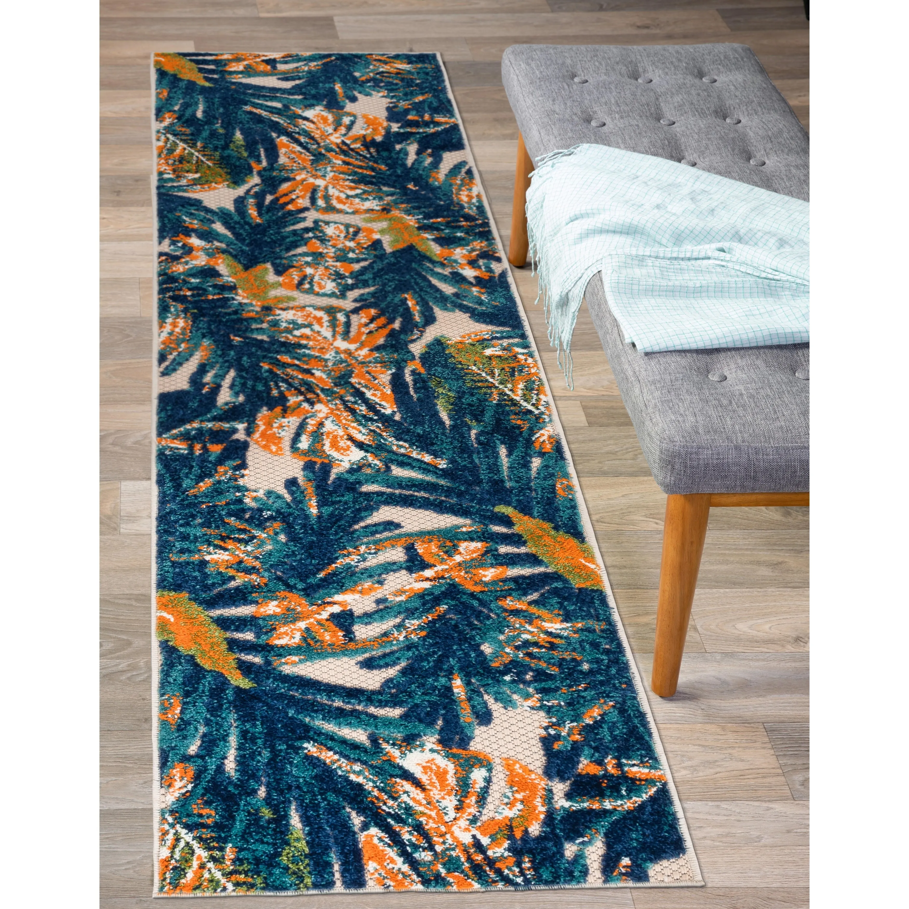 World Rug Gallery Floral Leaves Indoor/Outdoor Area Rug