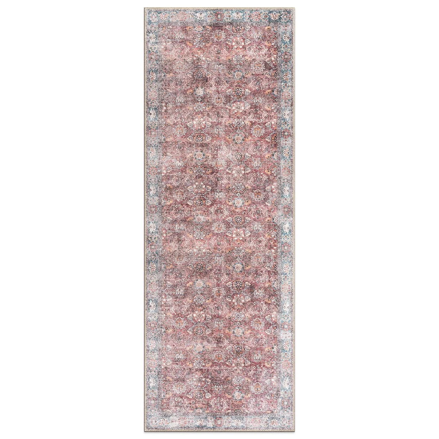 World Rug Gallery Transitional Bordered Vintage Machine Washable Non Slip Area Rug