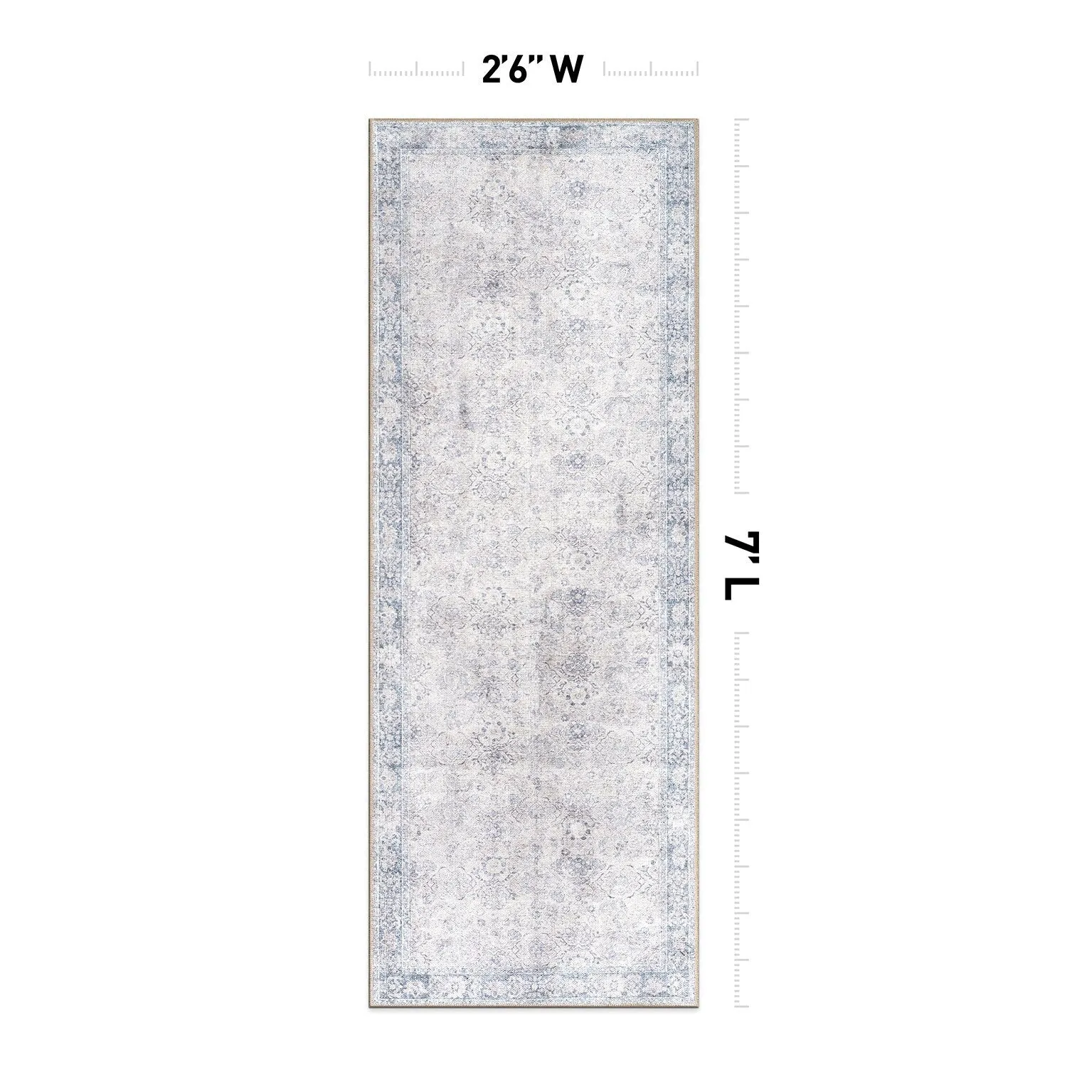 World Rug Gallery Transitional Bordered Vintage Machine Washable Non Slip Area Rug
