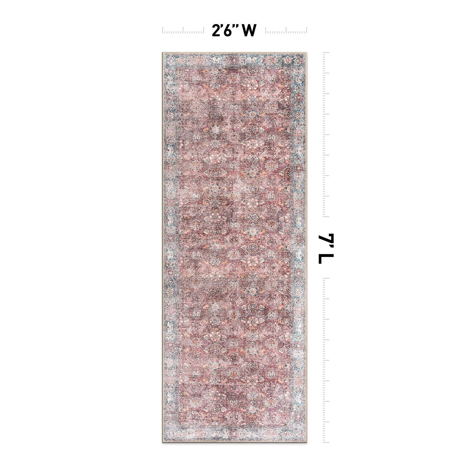 World Rug Gallery Transitional Bordered Vintage Machine Washable Non Slip Area Rug