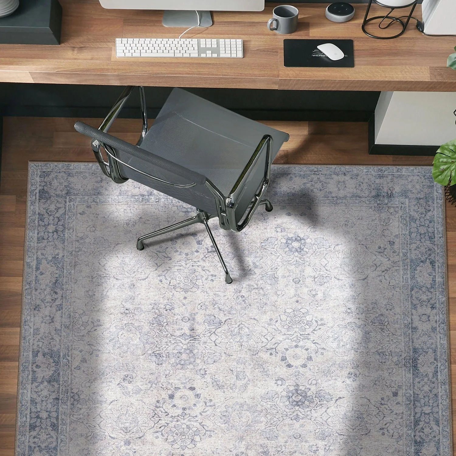 World Rug Gallery Transitional Bordered Vintage Machine Washable Non Slip Area Rug
