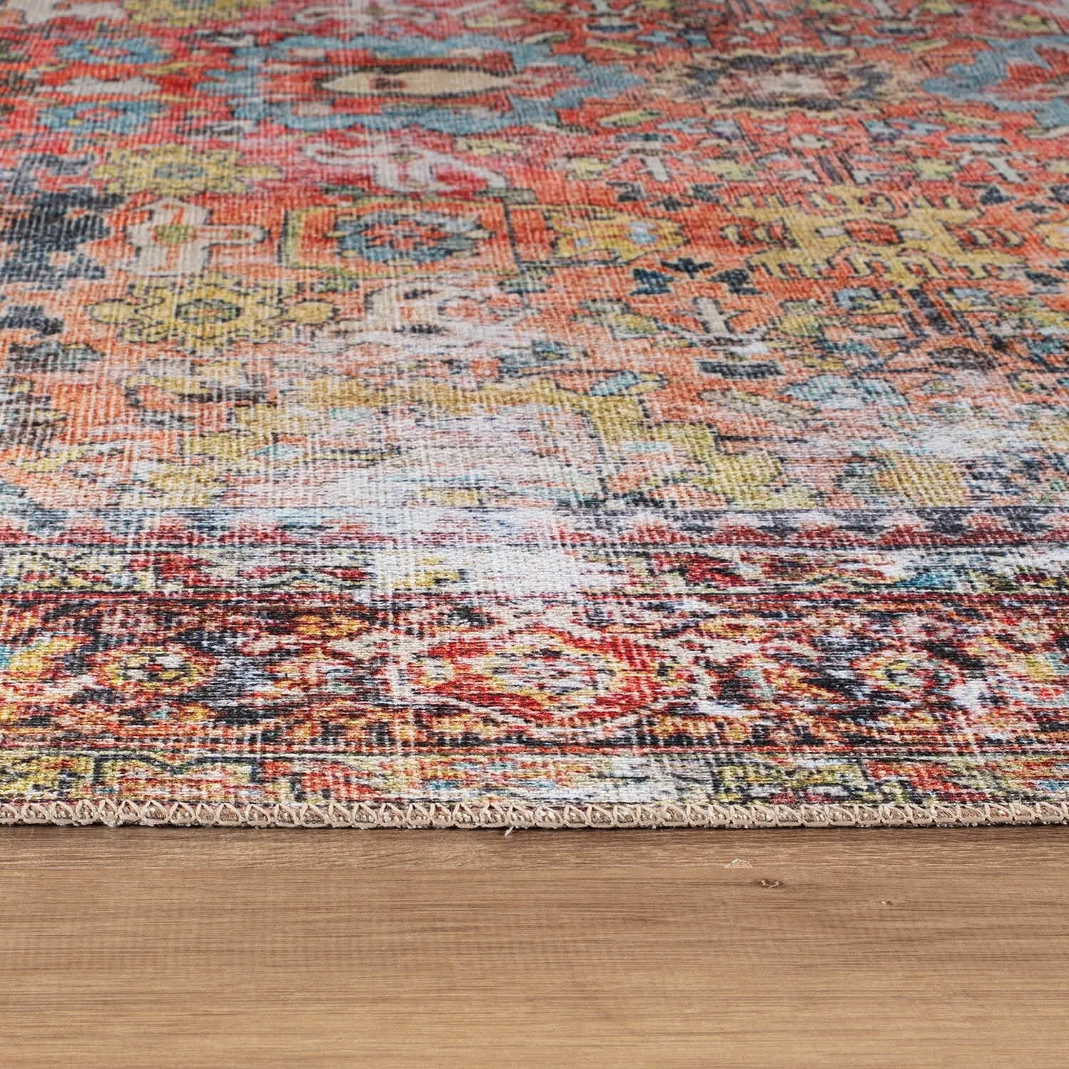 World Rug Gallery Transitional Distressed Machine Washable Non Slip Area Rug